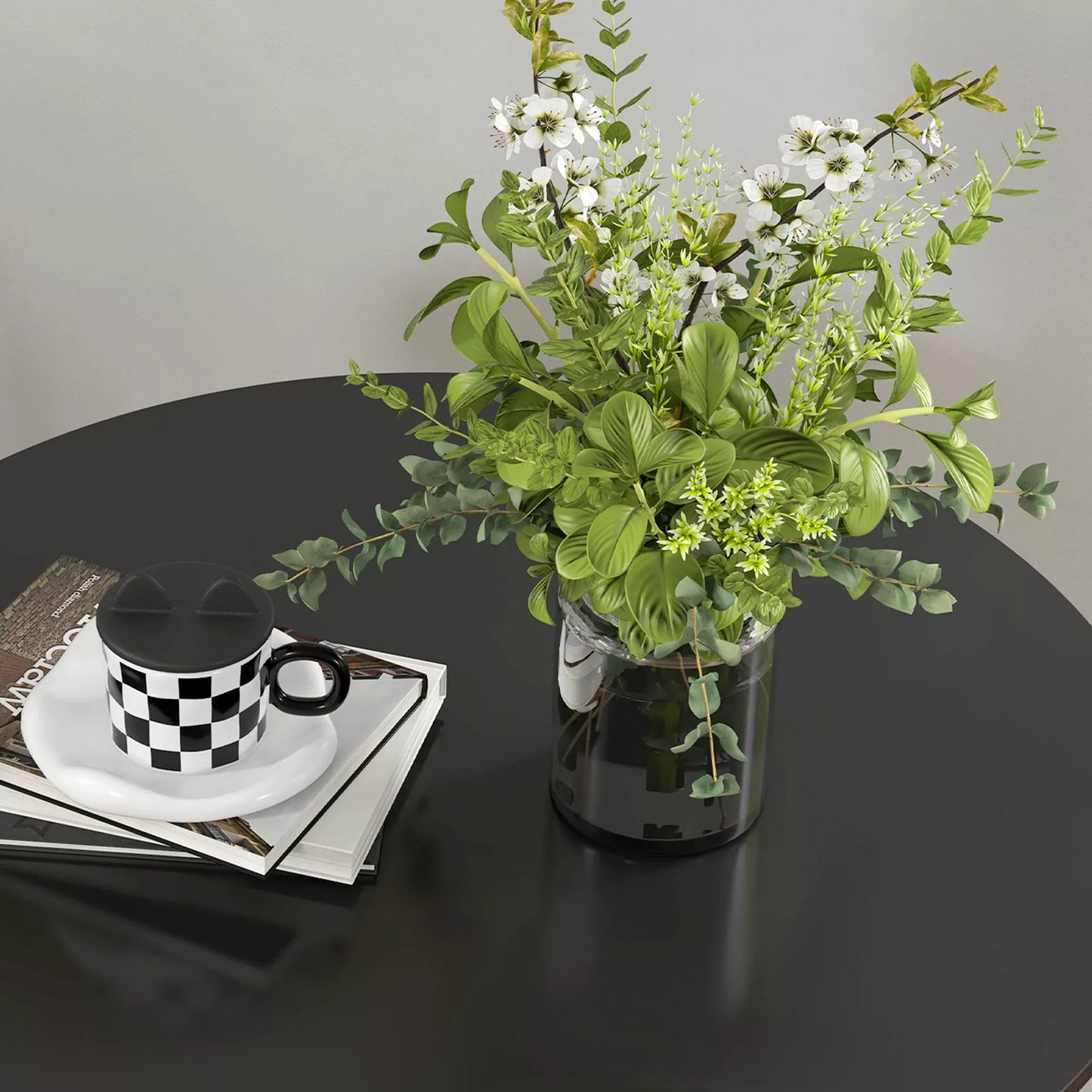 Valgomojo stalas, virtuvės stalas, apvalus stalas, modernaus dizaino, 78 cm x 78 cm x 75 cm, juodas