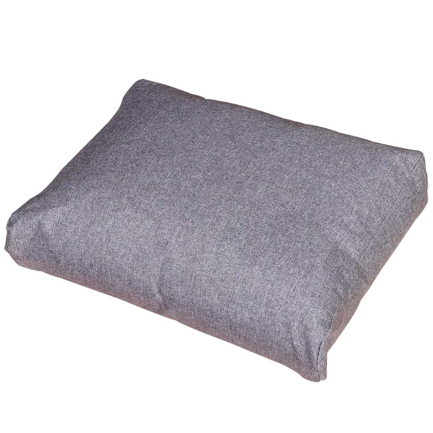 Keturių dalių sodo baldų komplektas, sėdimoji grupė, sofa su pagalvėmis, stalas su laikymo vieta, poliesteris, pilka, 138 x 69 x 63 cm