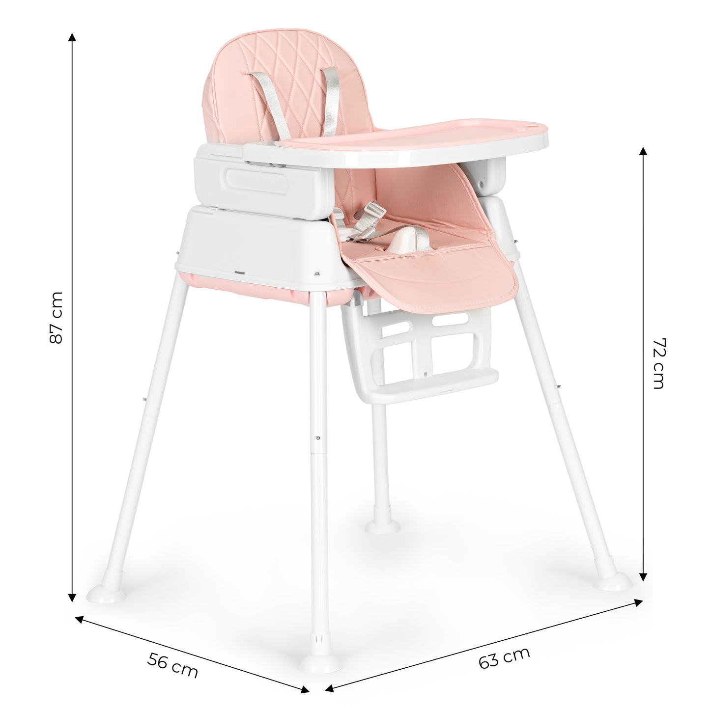 Vaikiška maitinimo kėdutė ECOTOYS 3-in-1, sulankstoma, rožinė (6–36 mėn.)