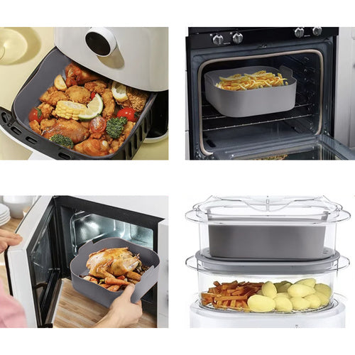 Daugkartinis silikoninis Air Fryer gruzdintuvės įdėklas 20 × 20 cm