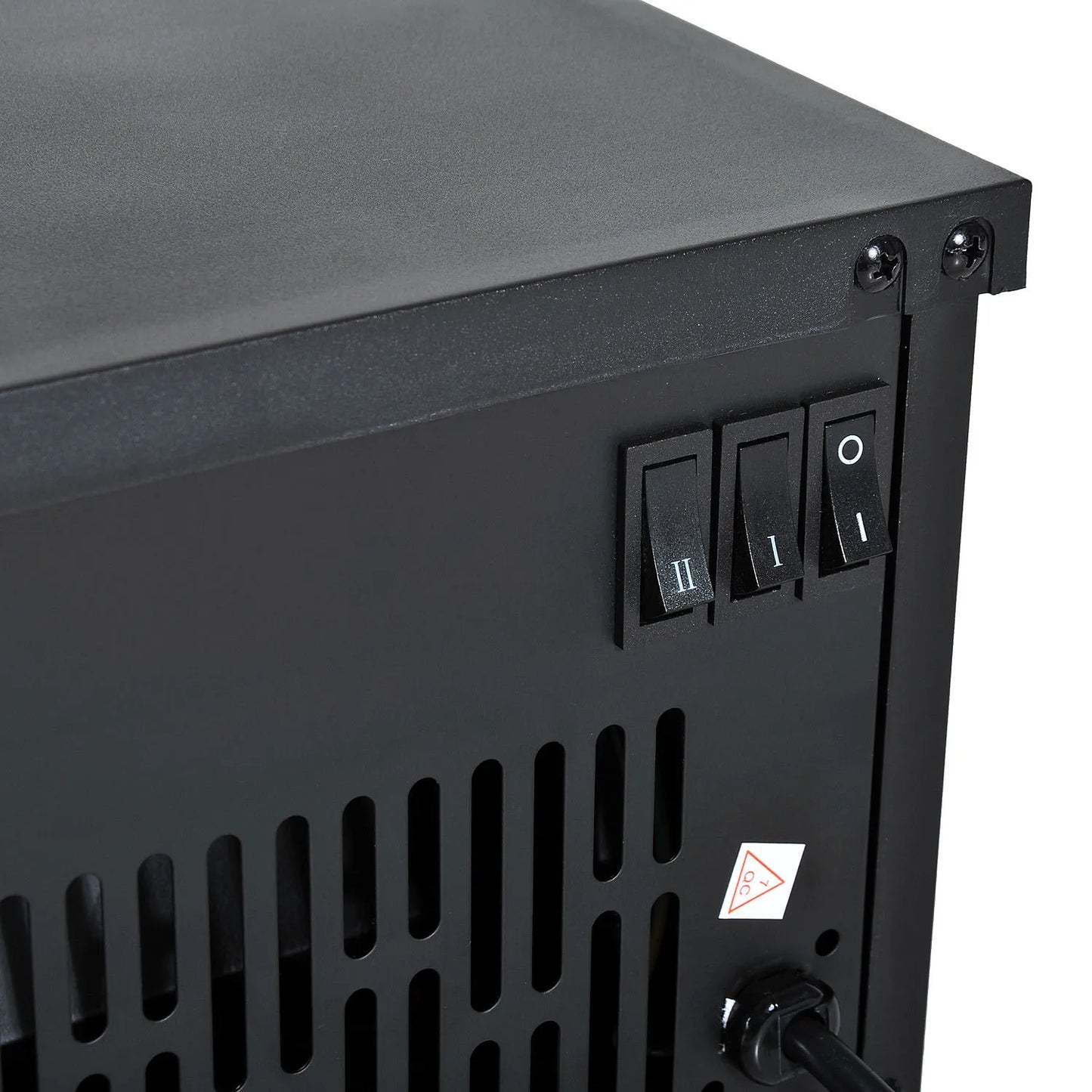 Elektrinis židinys, pastatomas židinys su liepsnos efektu 600/1200W, metalas, juodas, 34x17x31 cm