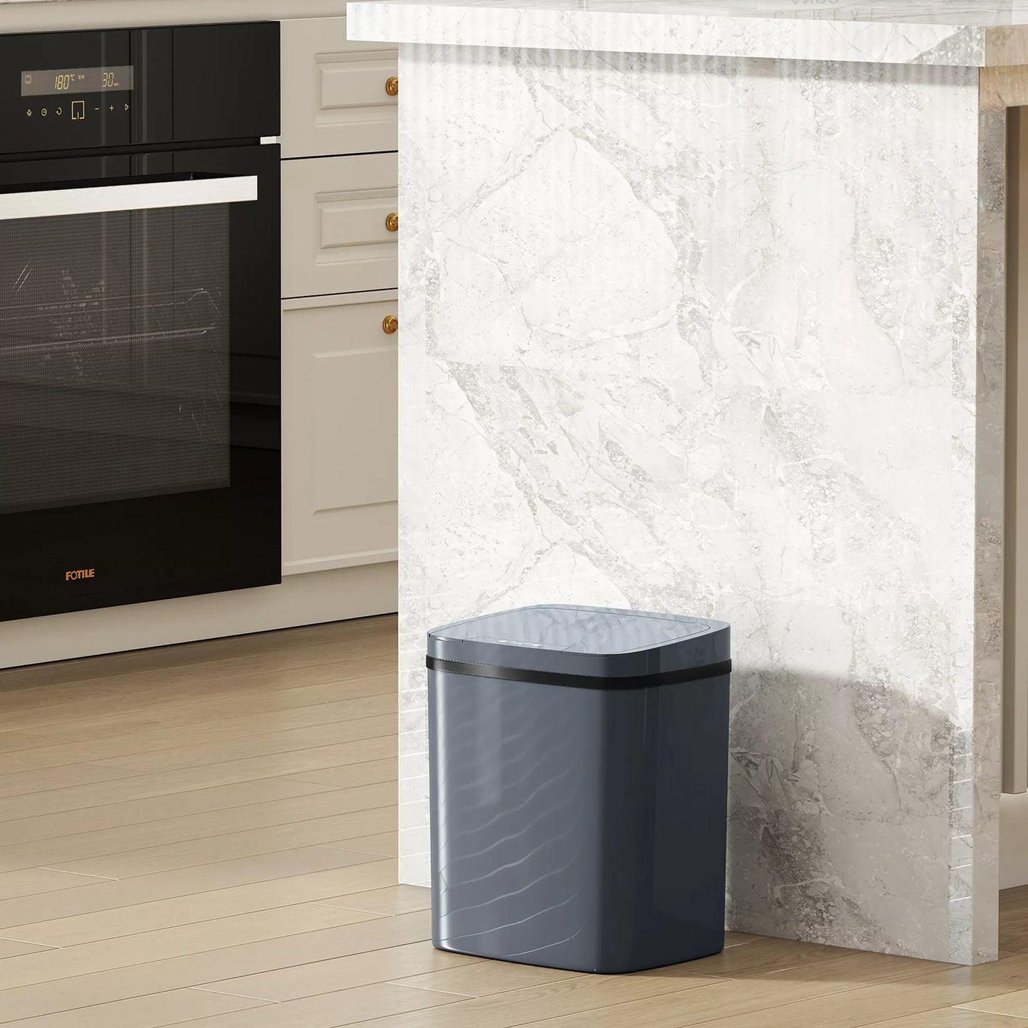 Sensorinis šiukšliadėžė 15L Automatinė šiukšliadėžė su dviem atidarymo režimais, skirta biurui, virtuvei, 27,6 x 21,4 x 33,5 cm, pilka