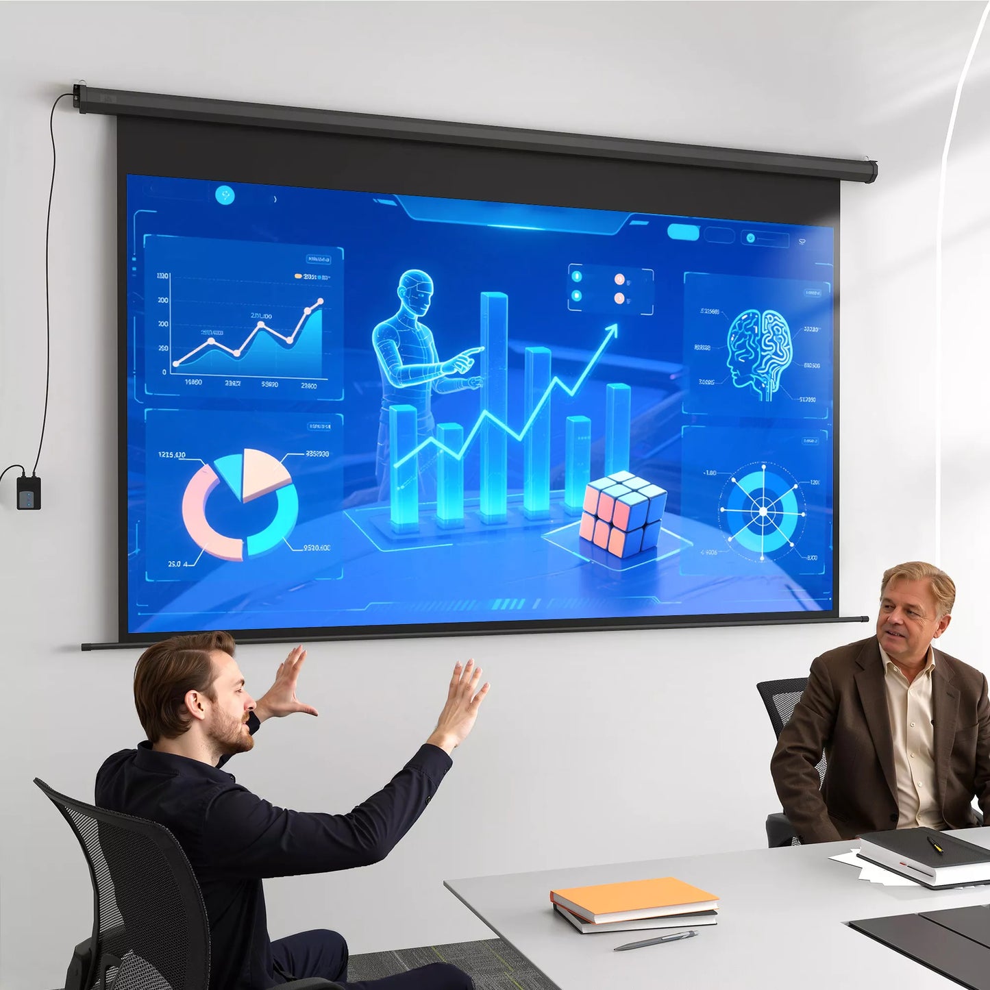 Projektoriaus ekranas, 16:9 formatas, nuotolinio valdymo pultas, 266 x 149 cm (120 colių), juodas