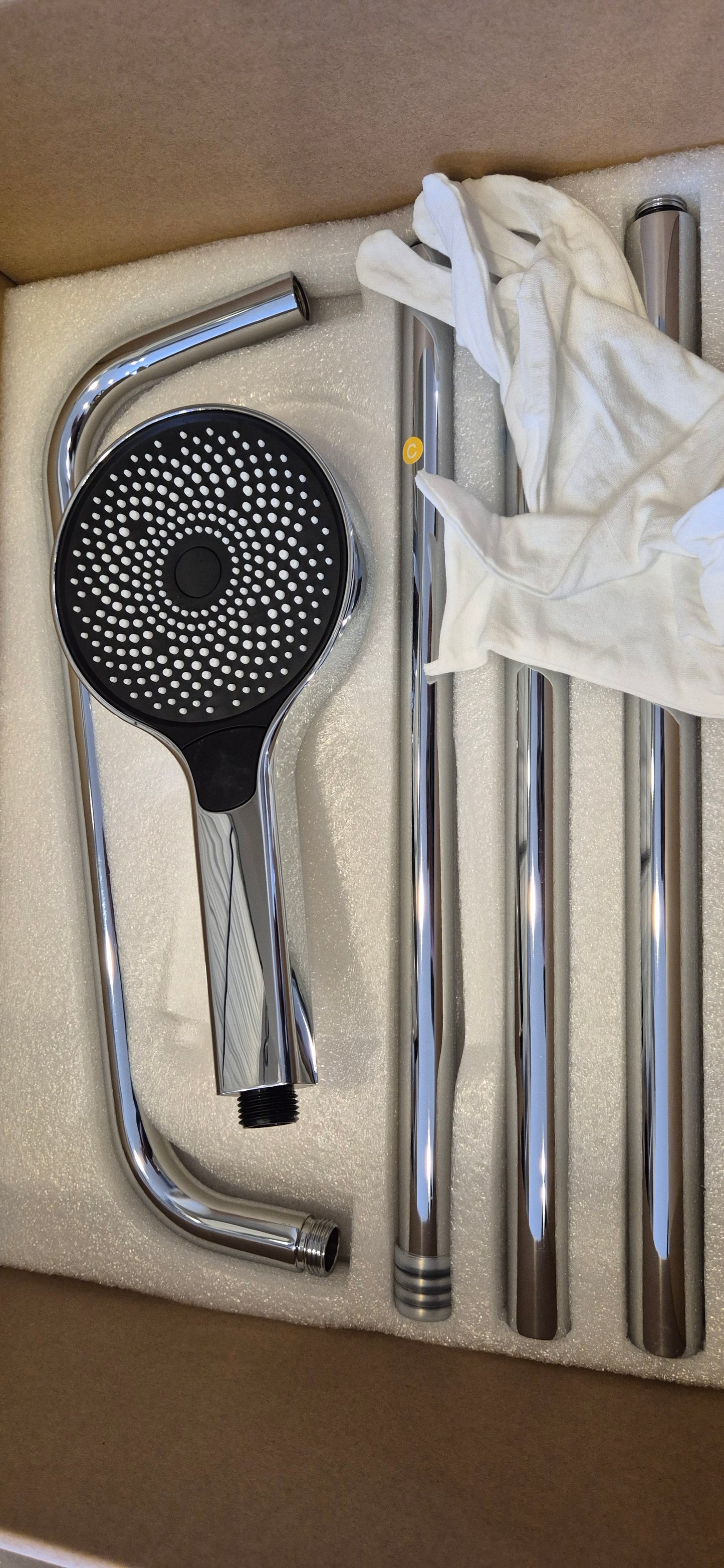 „Auralum“ lietaus dušas su reguliuojamo aukščio stovu, 1–1,4 m, dušo komplektas su lietaus galva, chromuotas