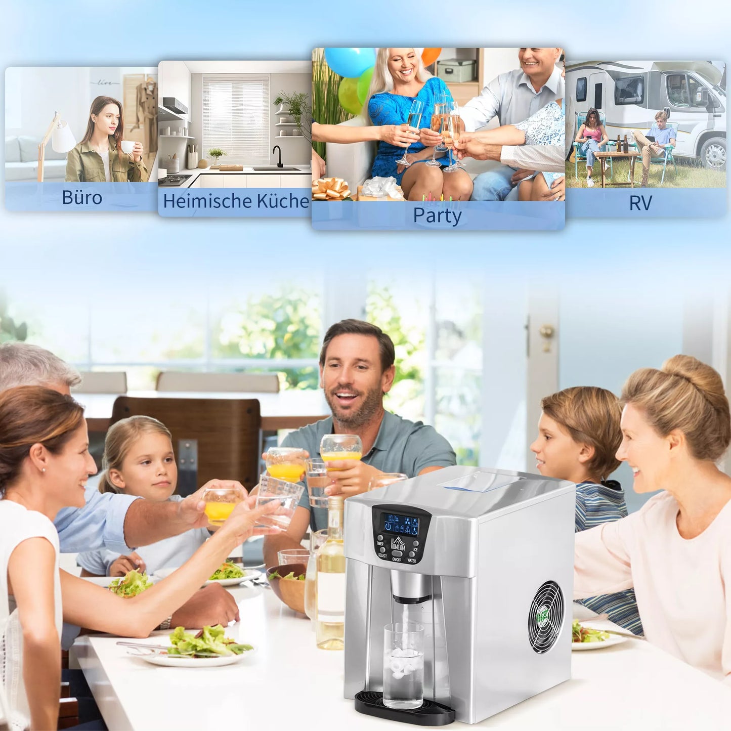 Gaminimo aparatas ledo kubeliams Ice-Maker, laikmačio funkcija, 1,2 L vandens bakas, sidabrinis