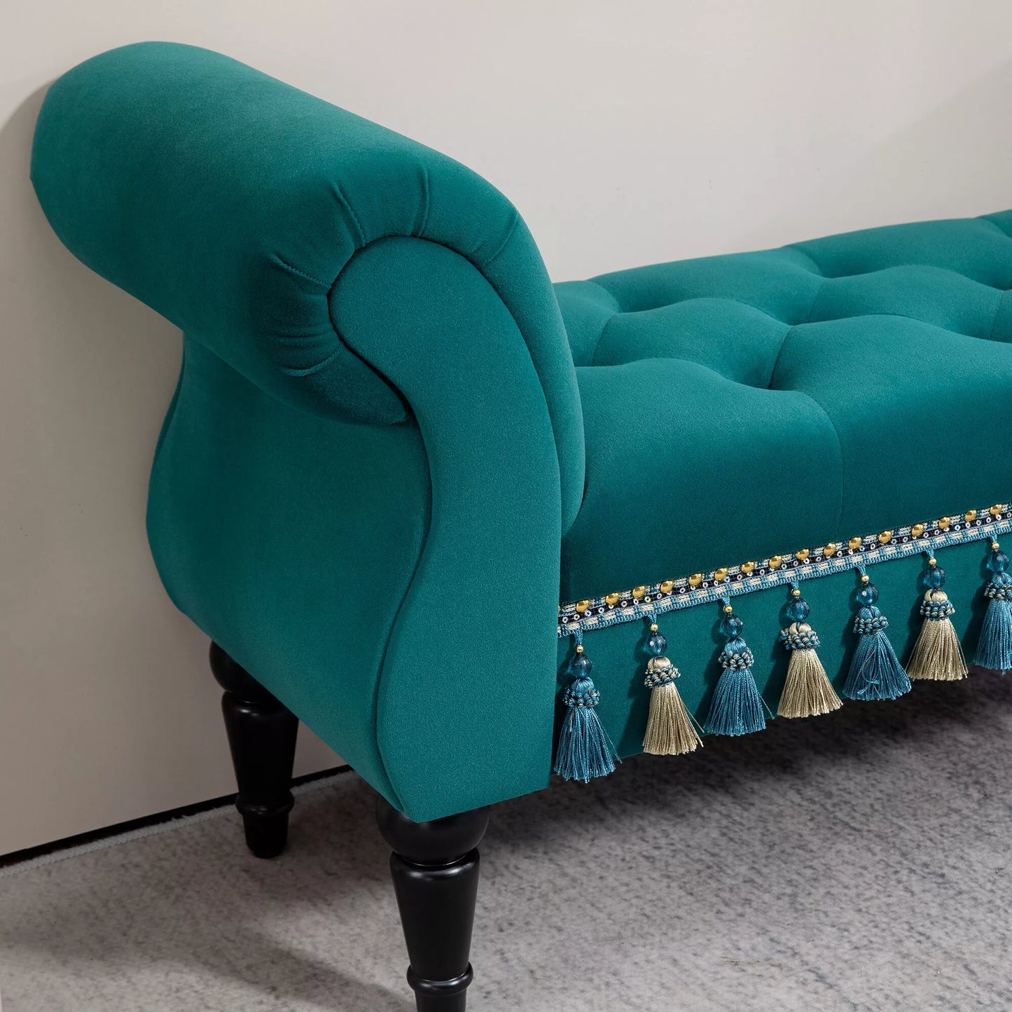 Minkštas suolas, vintažinio dizaino, iki 150 kg, 117x40x58 cm, žalias