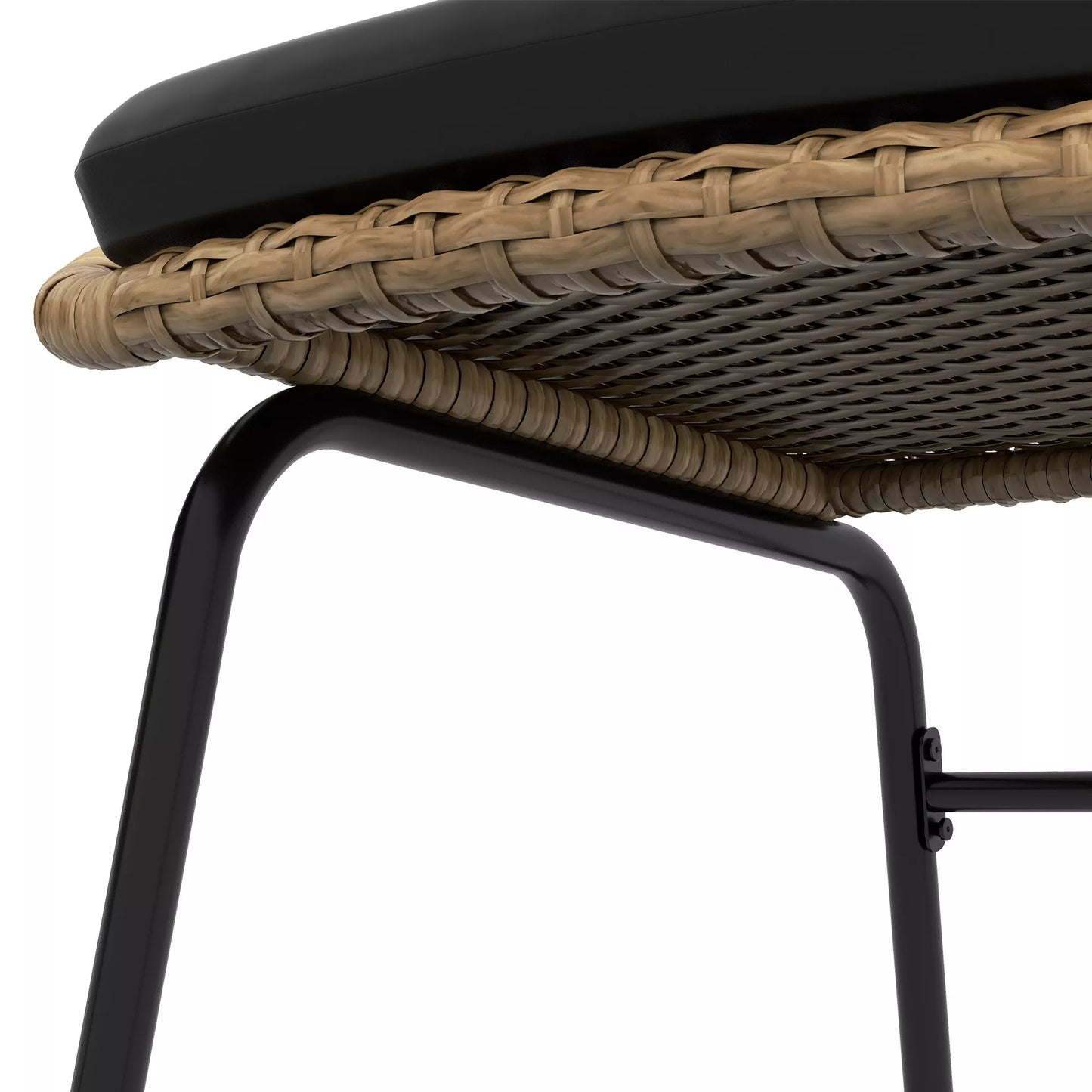 Rataninis lauko baldų komplektas, 2 foteliai ir staliukas, geltonas