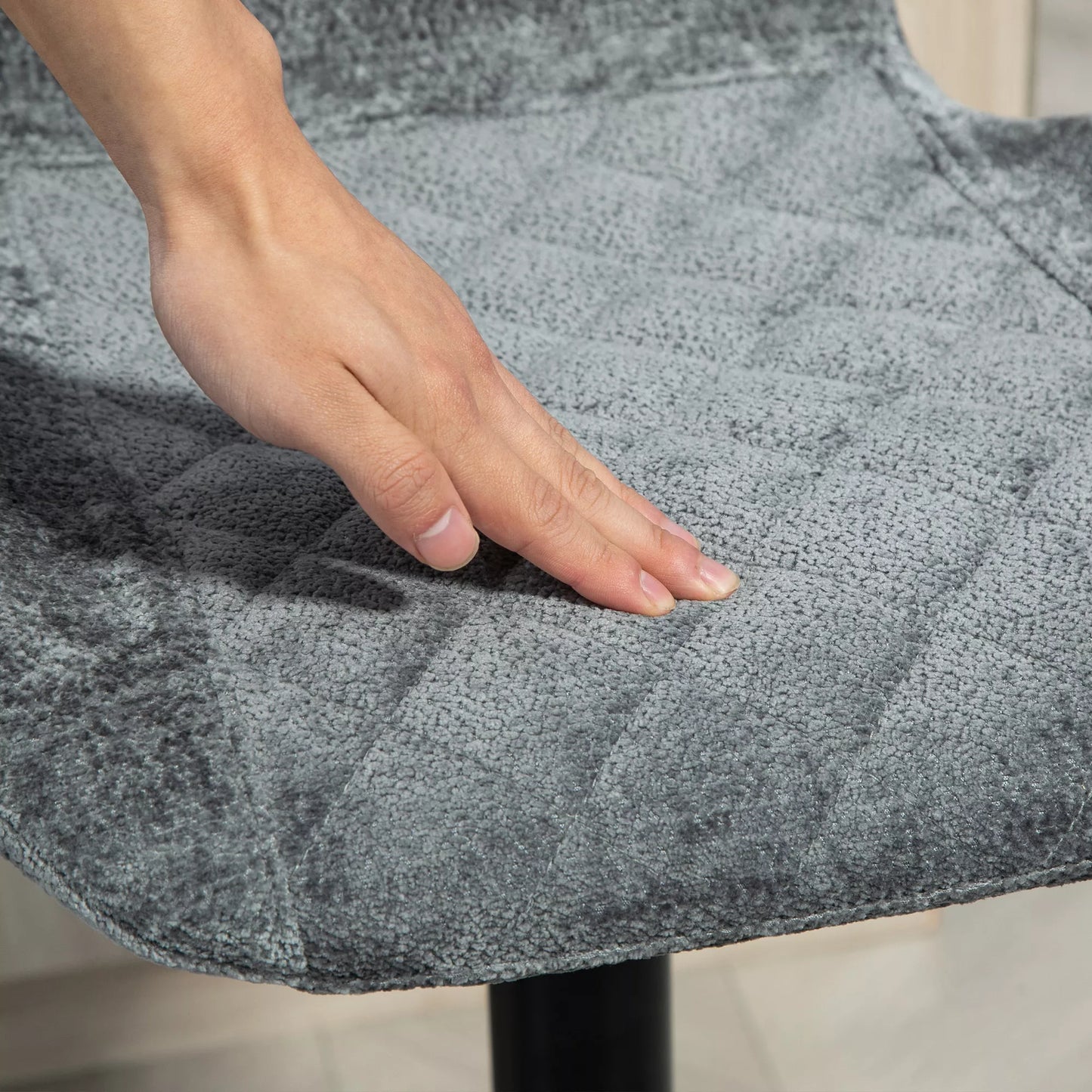 Baro kėdės 2 vnt. komplektas, aukščio reguliuojamos virtuvės kėdutės su atlošu, dujiniu keltuvu, atrama kojoms, pasukamos, pilkos