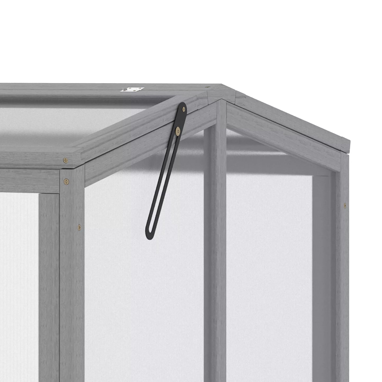 Šiltnamis / daigykla su dangčiu iš medžio ir polikarbonato, atsparus oro sąlygoms, šviesiai pilkas, 90 x 80 x 58 cm