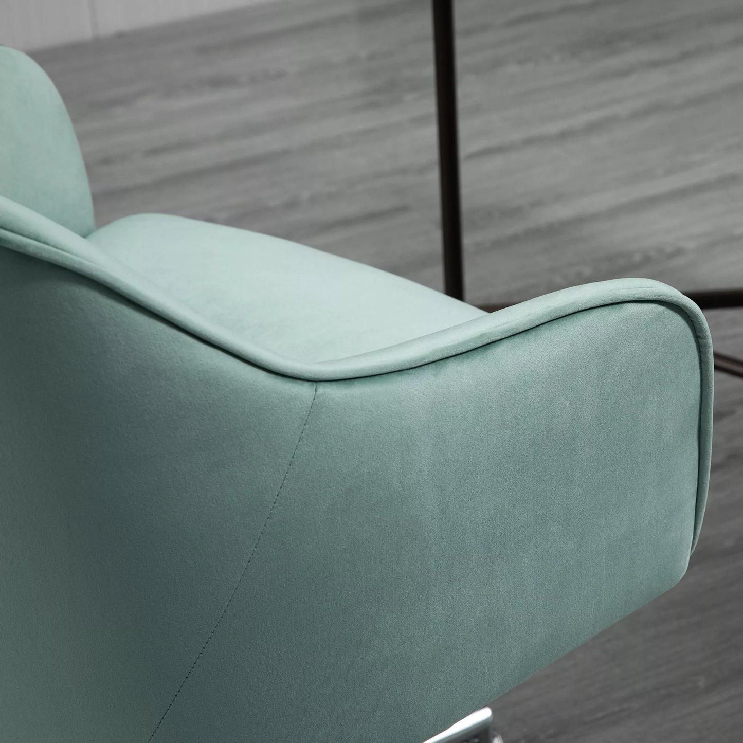 Biuro kėdė su sagčių apsiuvimu, reguliuojamo aukščio, svyravimo funkcija, aksominė išvaizda, 61 cm x 59 cm x 90,5 cm, turkio spalvos