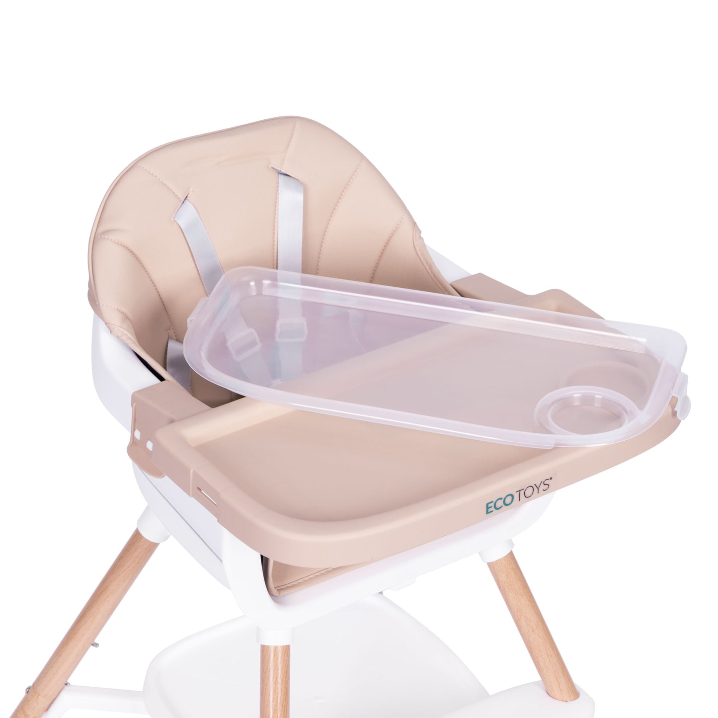 Vaikiška maitinimo kėdutė ECOTOYS 2-in-1 smėlio spalvos, 6–36 mėn.