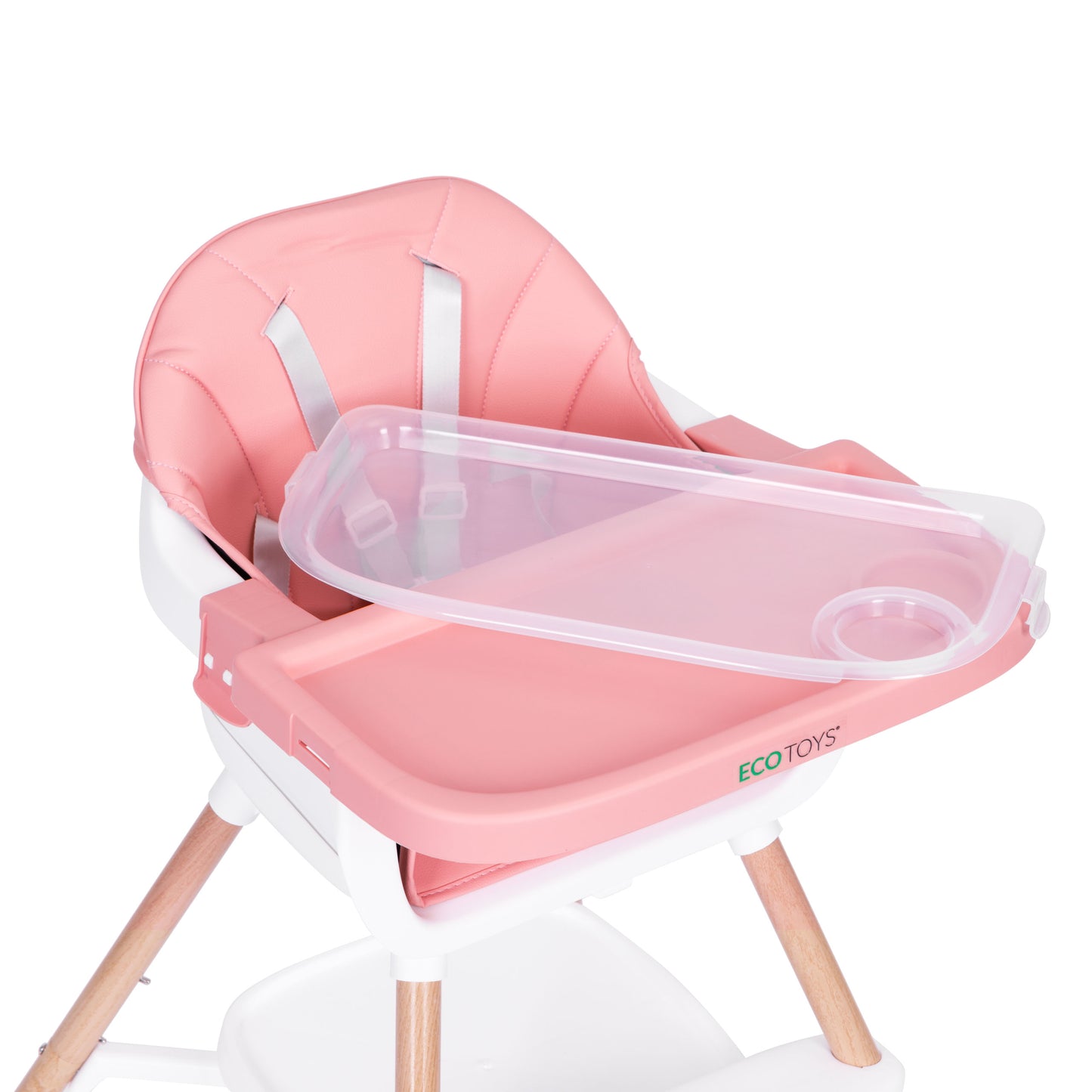 Vaikiška maitinimo kėdutė ECOTOYS 2-in-1 rožinė, 6–36 mėn