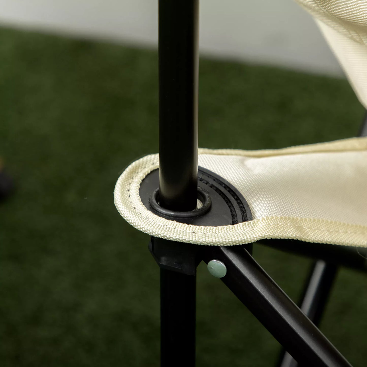 Kempingo kėdė, sulankstoma, plieninis rėmas, audinio sėdimoji dalis, nešimo krepšys, balta