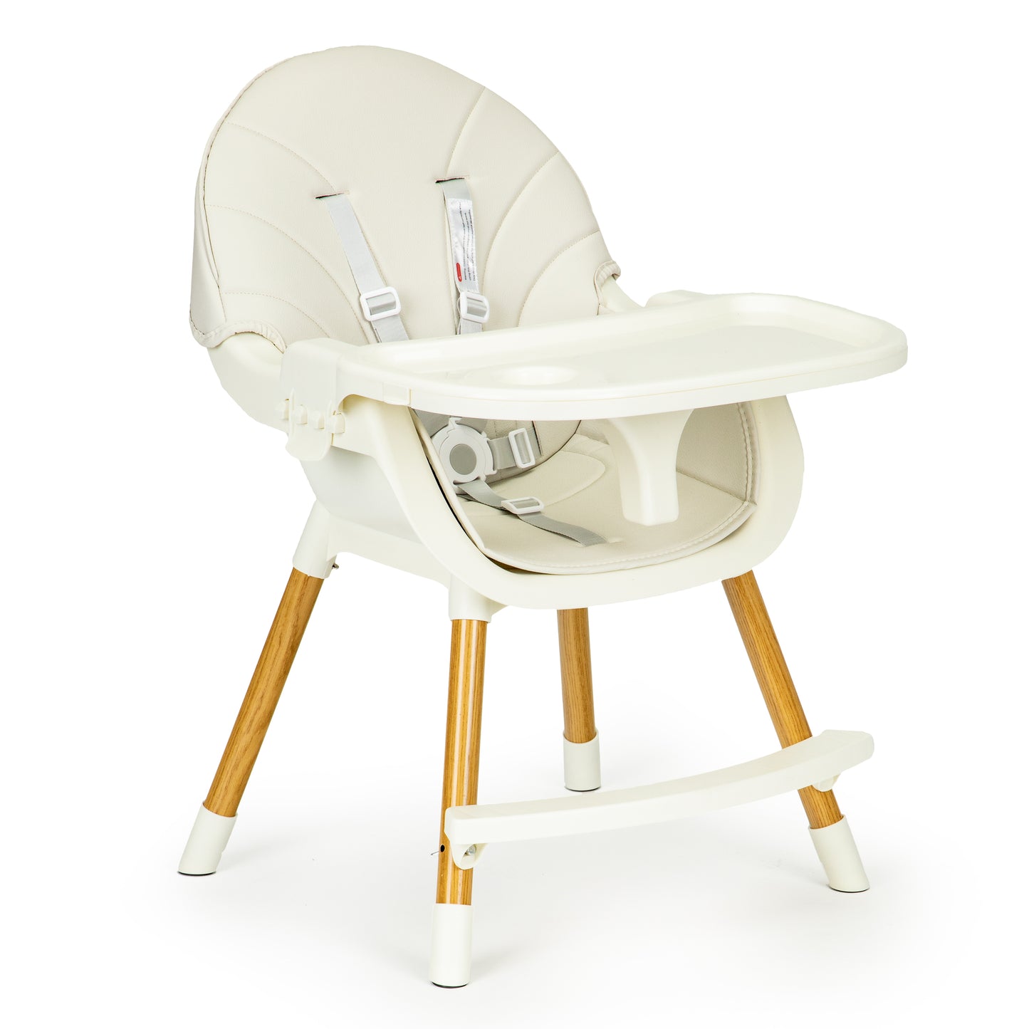 ECOTOYS 2-in-1 reguliuojama vaikiška maitinimo kėdutė, smėlio (6–36 mėn.)