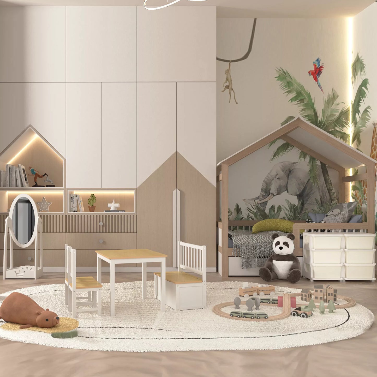 Vaikiška laikymo dėžė su 3 stalčiais, balta