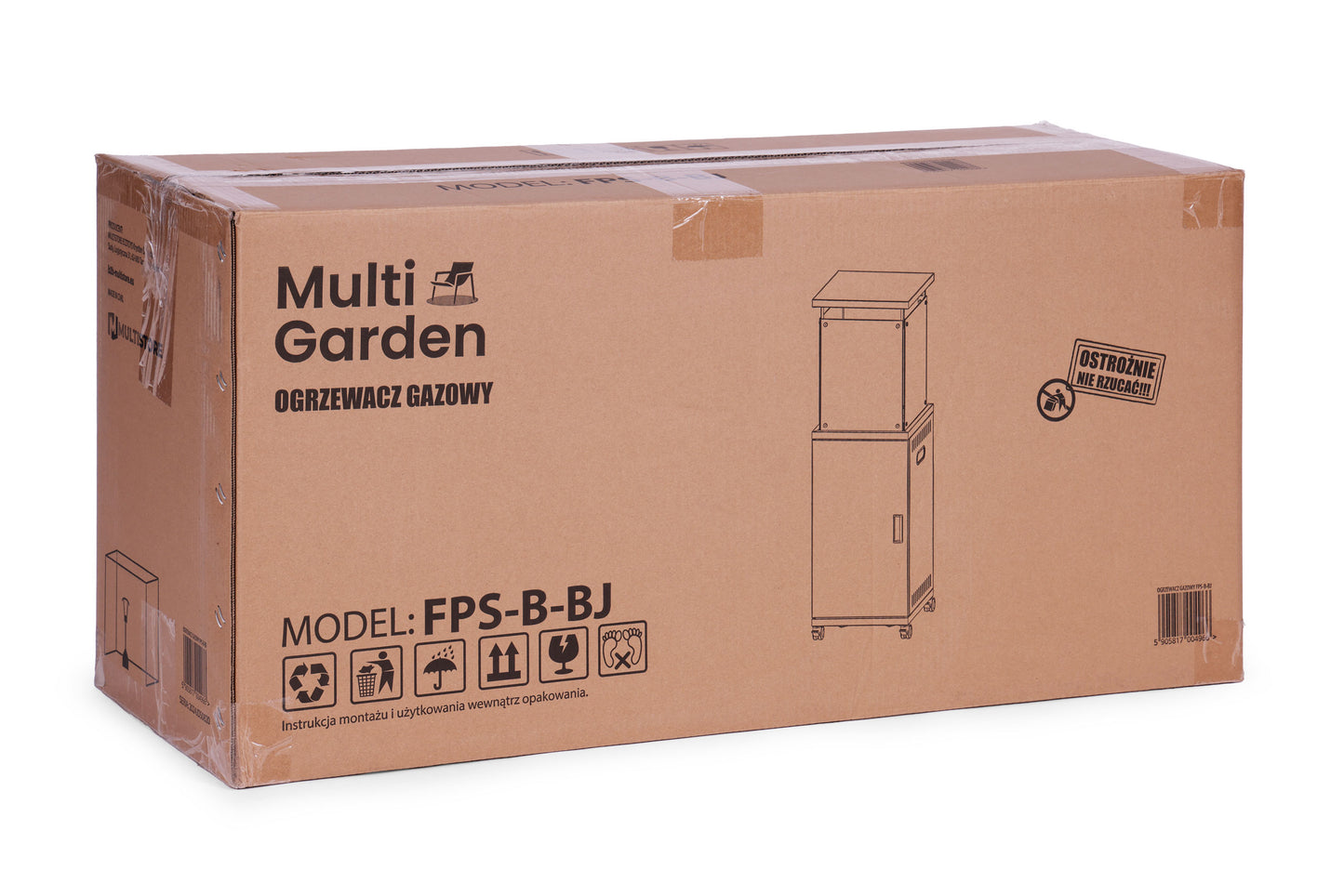Dujinis lauko šildytuvas MultiGarden 13 kW su vulkaninėmis akmenimis ir stiklo apsauga