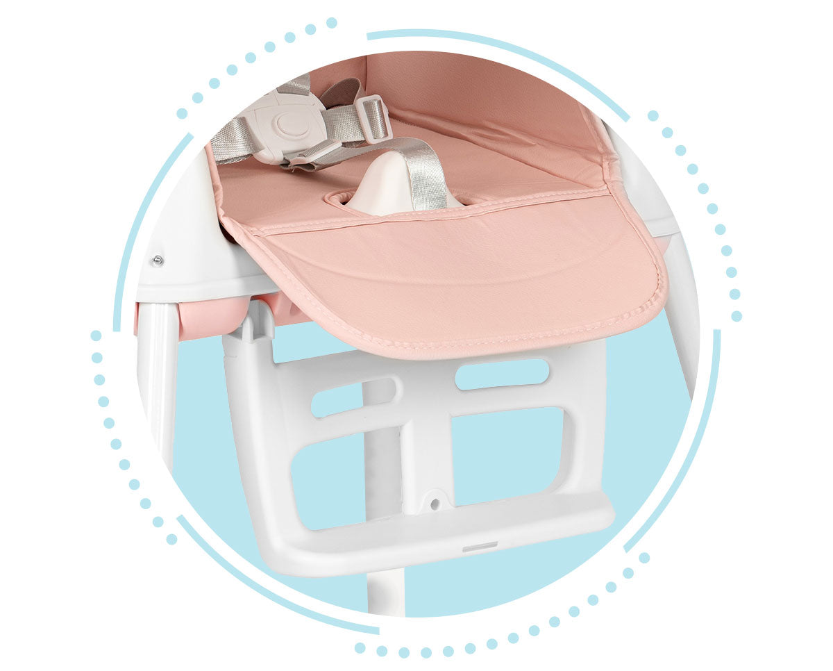 Vaikiška maitinimo kėdutė ECOTOYS 3-in-1, sulankstoma, rožinė (6–36 mėn.)