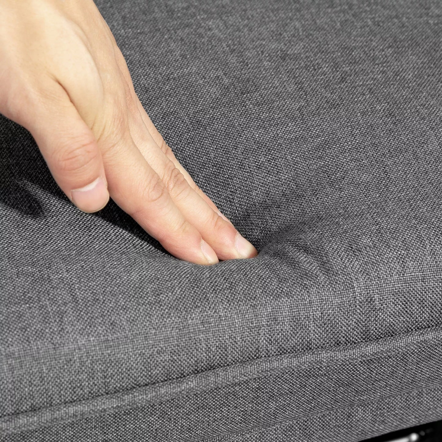 Supamasis krėslas su pakoja, patogus, iki 130 kg, su linine išvaizda, 64x89x90cm, tamsiai pilkas