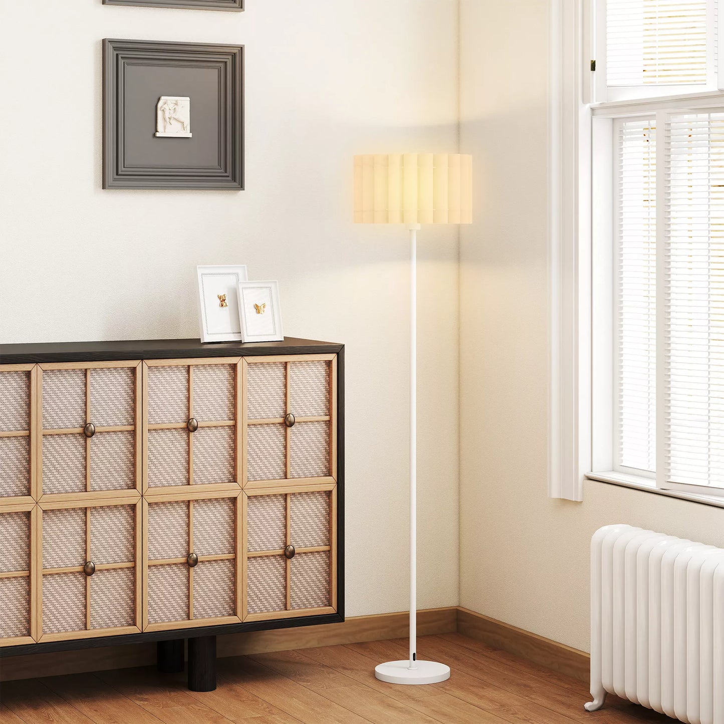 Retro stiliaus grindintuvas, plastikinis gaubtas, kojinis jungiklis, metalinis strypas, baltas