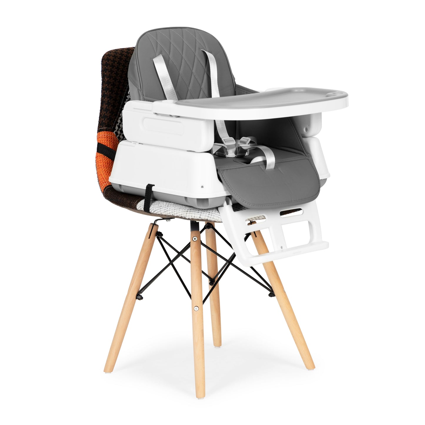Vaikiška maitinimo kėdutė ECOTOYS 3-in-1, sulankstoma, pilka (6–36 mėn.)