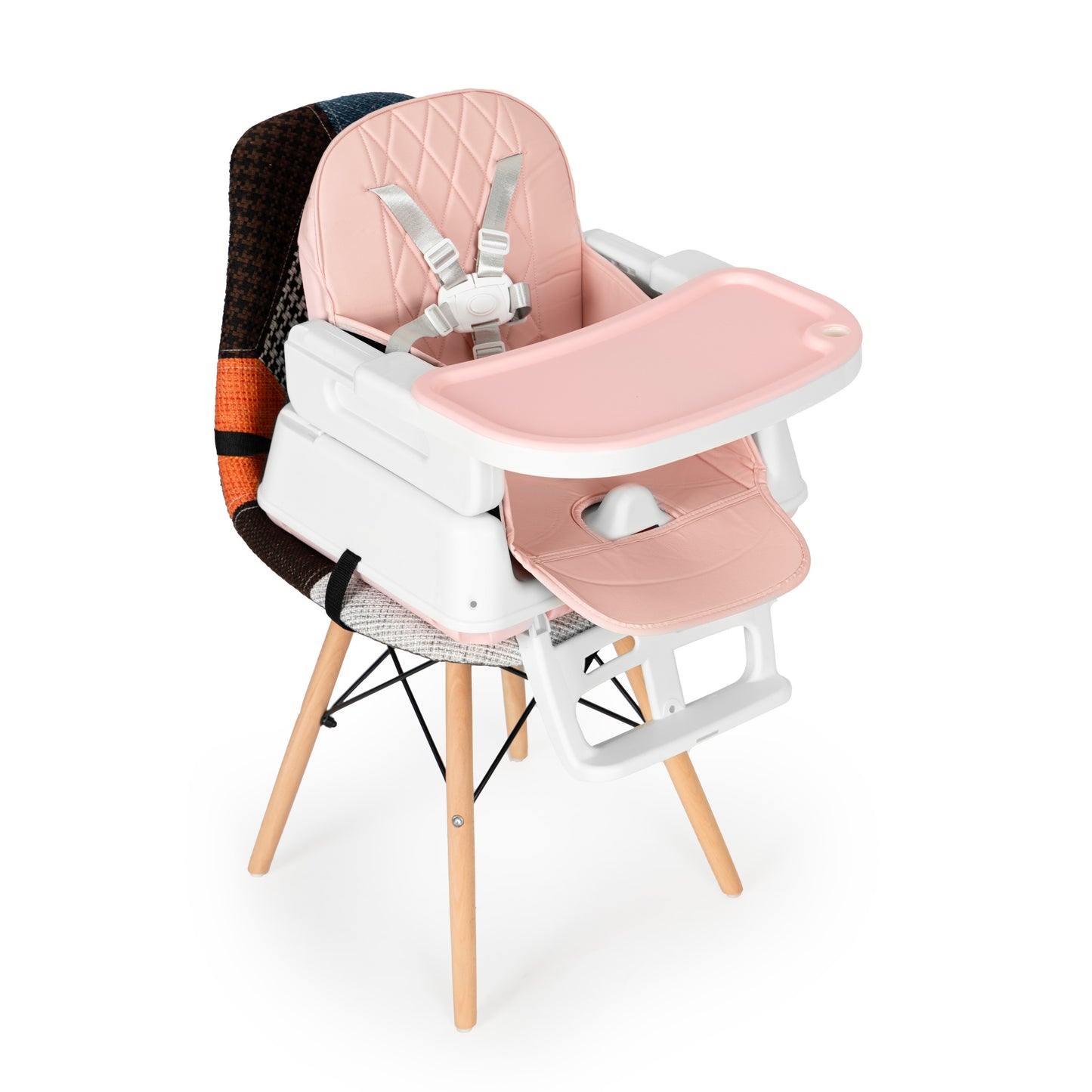 Vaikiška maitinimo kėdutė ECOTOYS 3-in-1, sulankstoma, rožinė (6–36 mėn.)