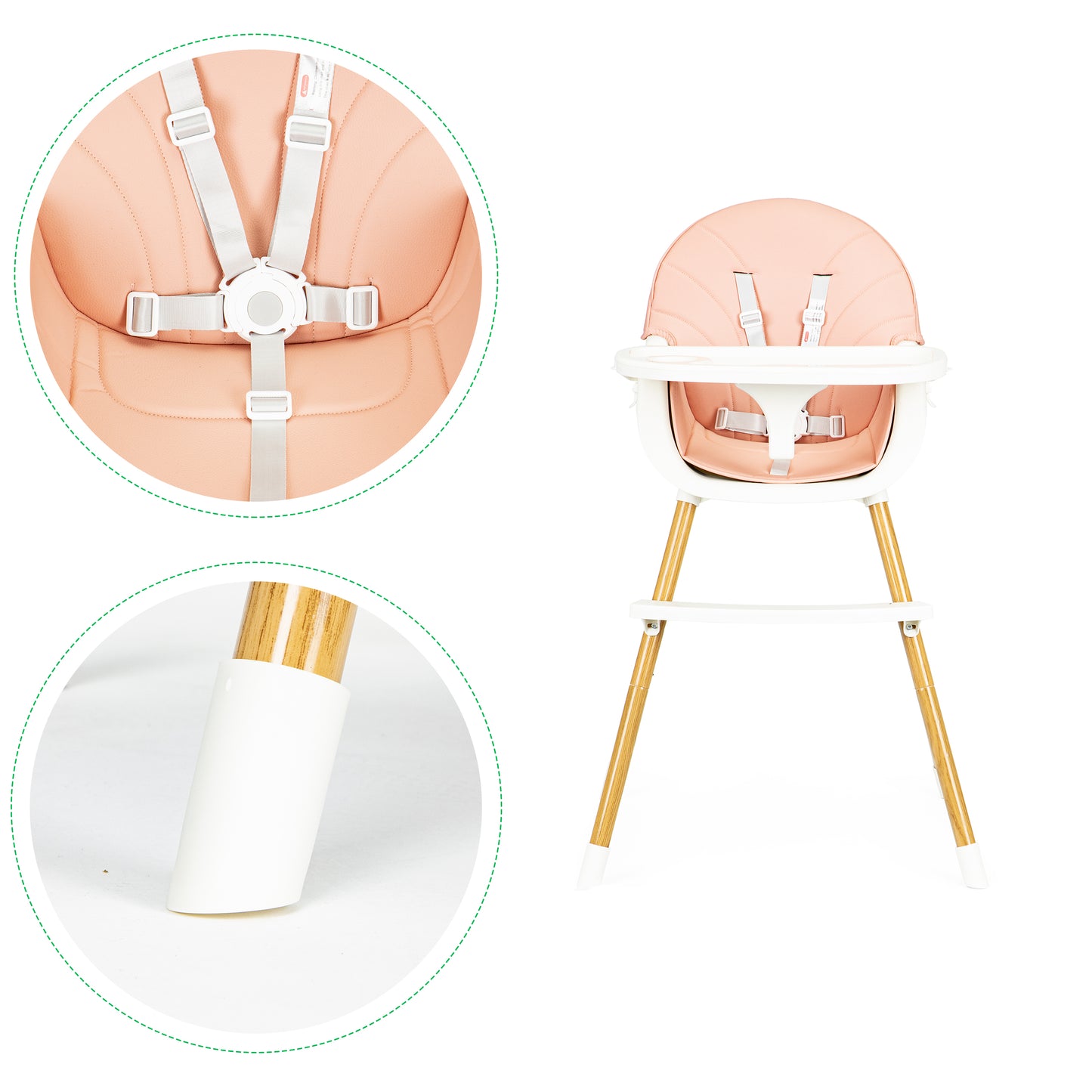 ECOTOYS 2-in-1 reguliuojama vaikiška maitinimo kėdutė (6–36 mėn.)