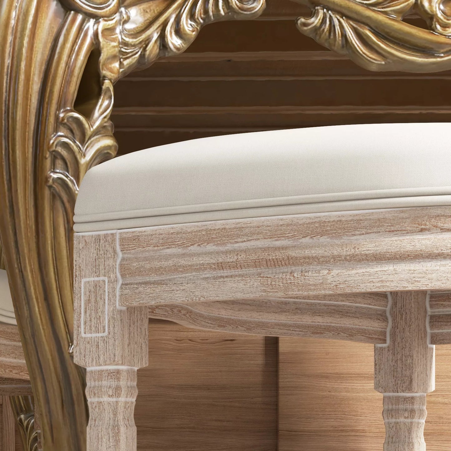 HOMCOM 2 vnt. Valgomojo kėdžių komplektas Virtuvės kėdės, Vintažinis dizainas, Rotango rašto imitacija, Natūralios spalvos + Kreminė