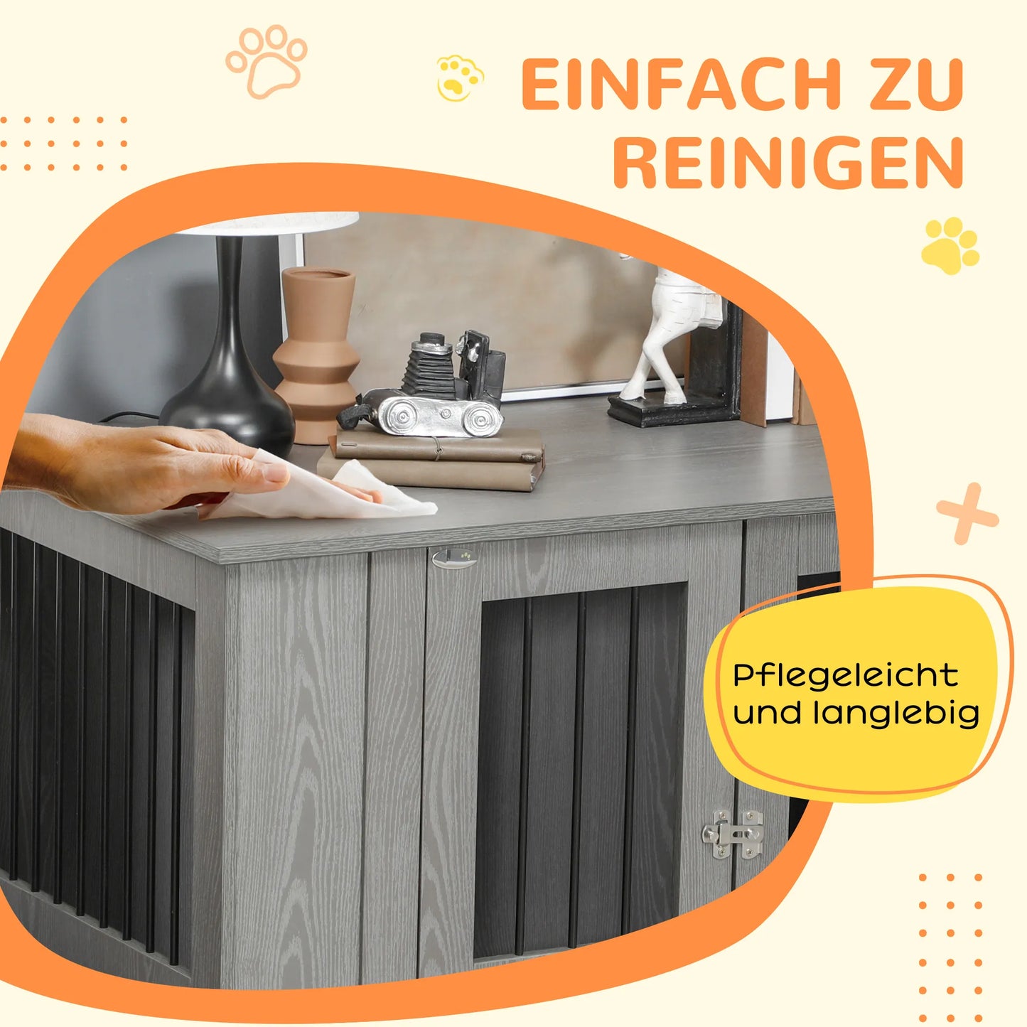 Šunų narvas / dėžė, 2 durys, su užraktu, 116 cm x 60 cm x 87 cm, Pilkas