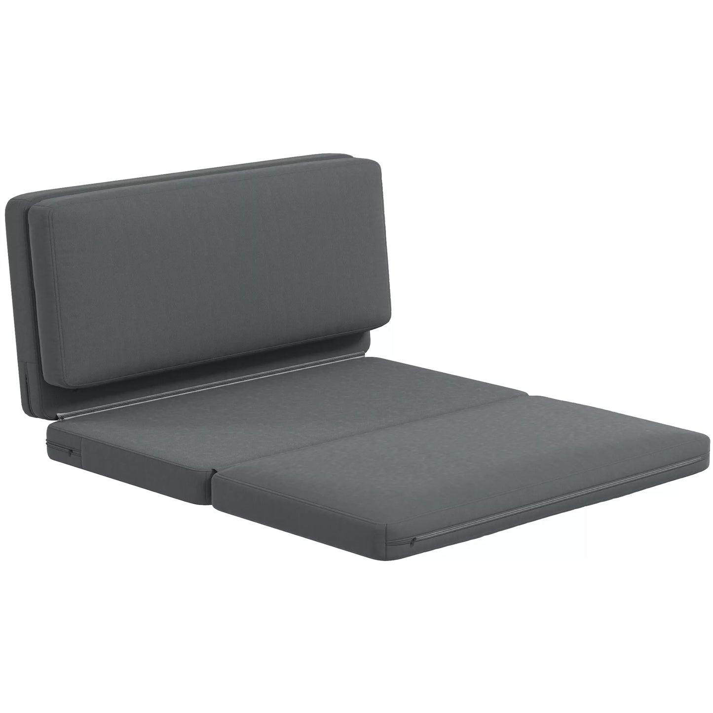 3-in-1 sulankstomas poilsio krėslas, svečių čiužinys, dalomas, 138 cm pločio, tamsiai pilkos spalvos