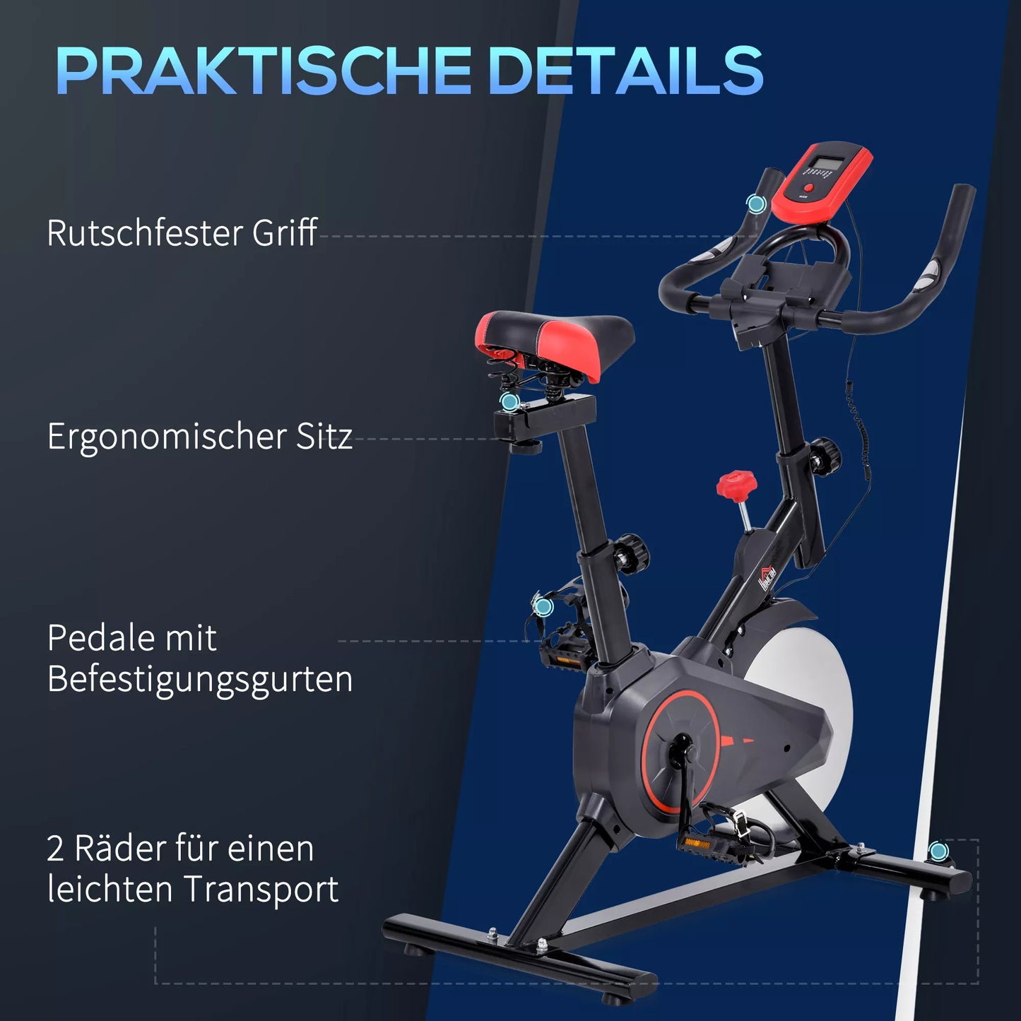 Patalpų dviračių treniruoklis namų sporto salei, fitneso dviratis 85 x 46 x 114 cm