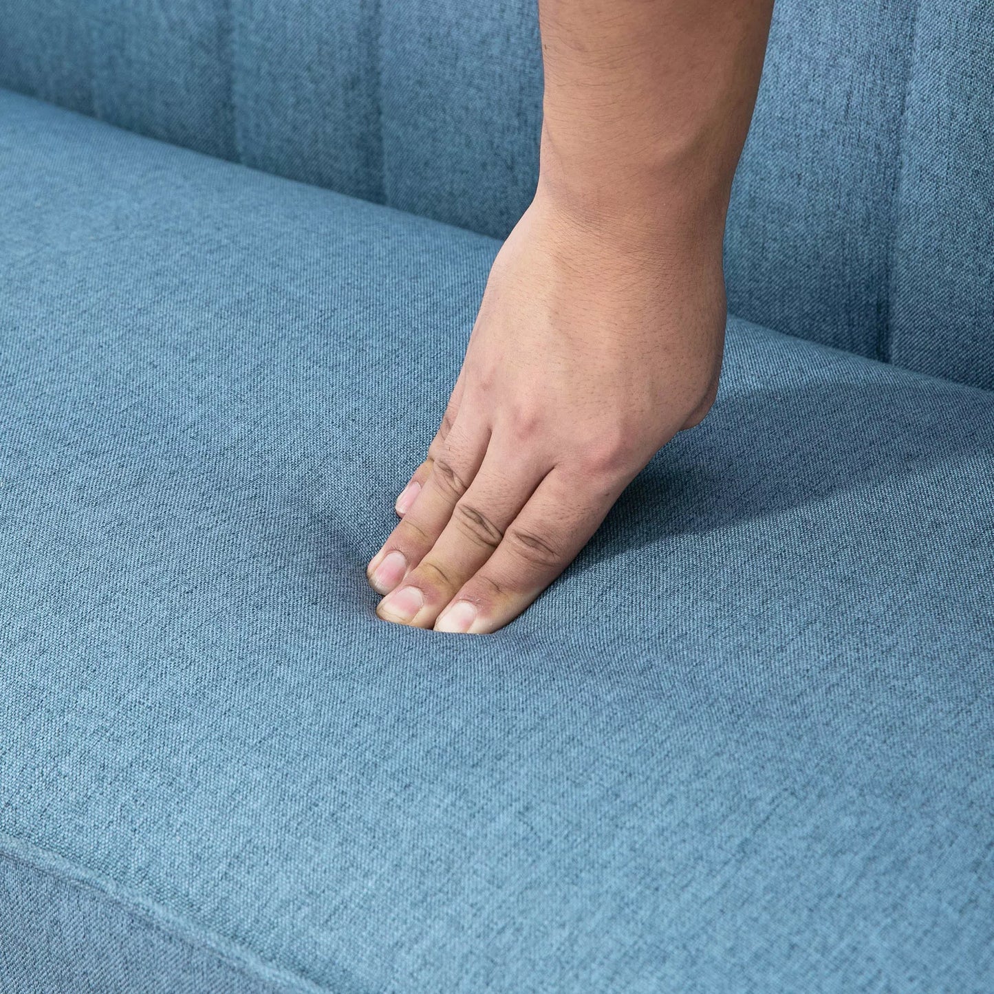 Dvigulė sofa retro stiliumi, minkšta apmušalai, lengvai prižiūrimas užvalkalas, iki 150 kg, 117 x 56,5 x 77 cm, mėlyna