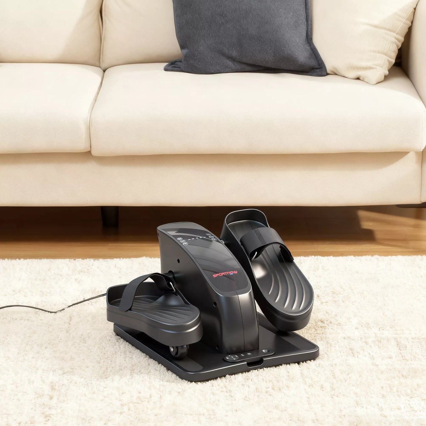 Mini pedalų treniruoklis, 12 greičių, LED ekranas, nuotolinio valdymo pultelis, neslystantis, nešiojamas, Metalas, Plastikas, Juodas