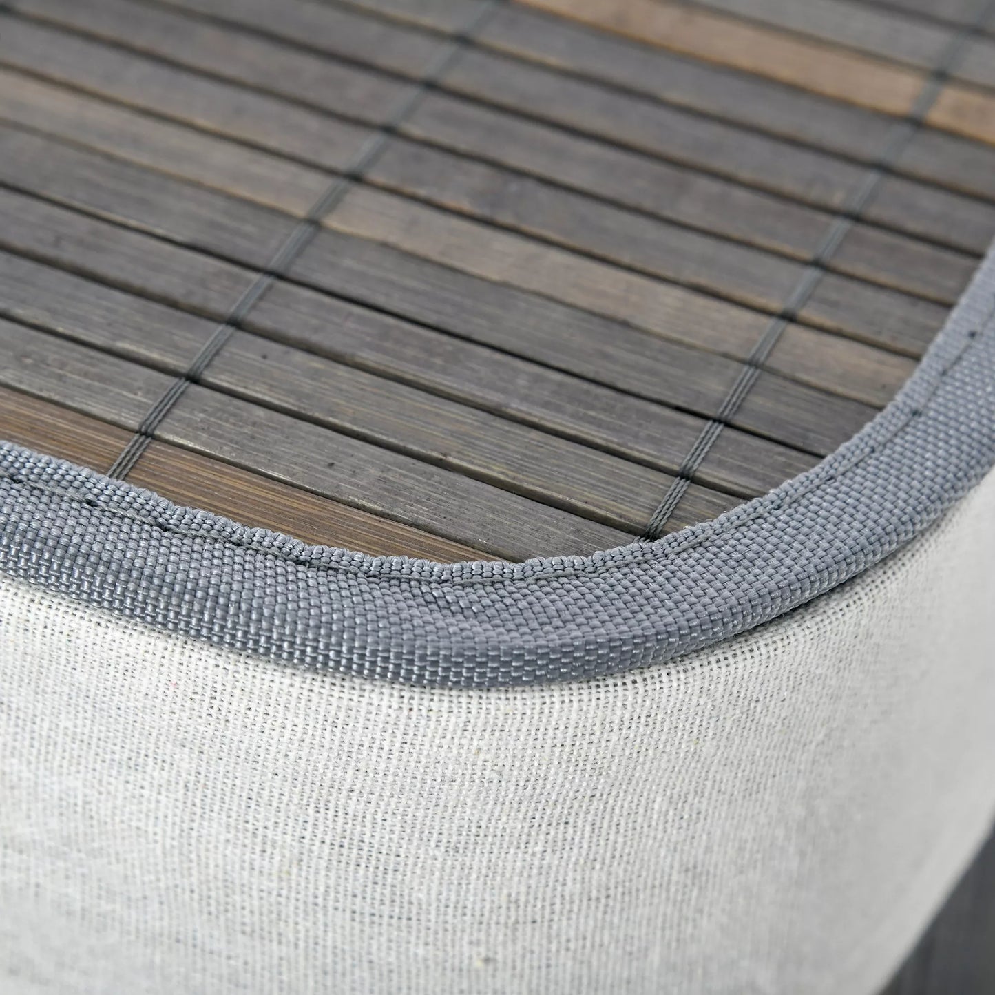 100L skalbinių krepšys su 3 rankenomis, su skalbiamu maišeliu, Bambukas, poliesteris, medvilnė, metalas, 52 x 32 x 63 cm, Pilkas