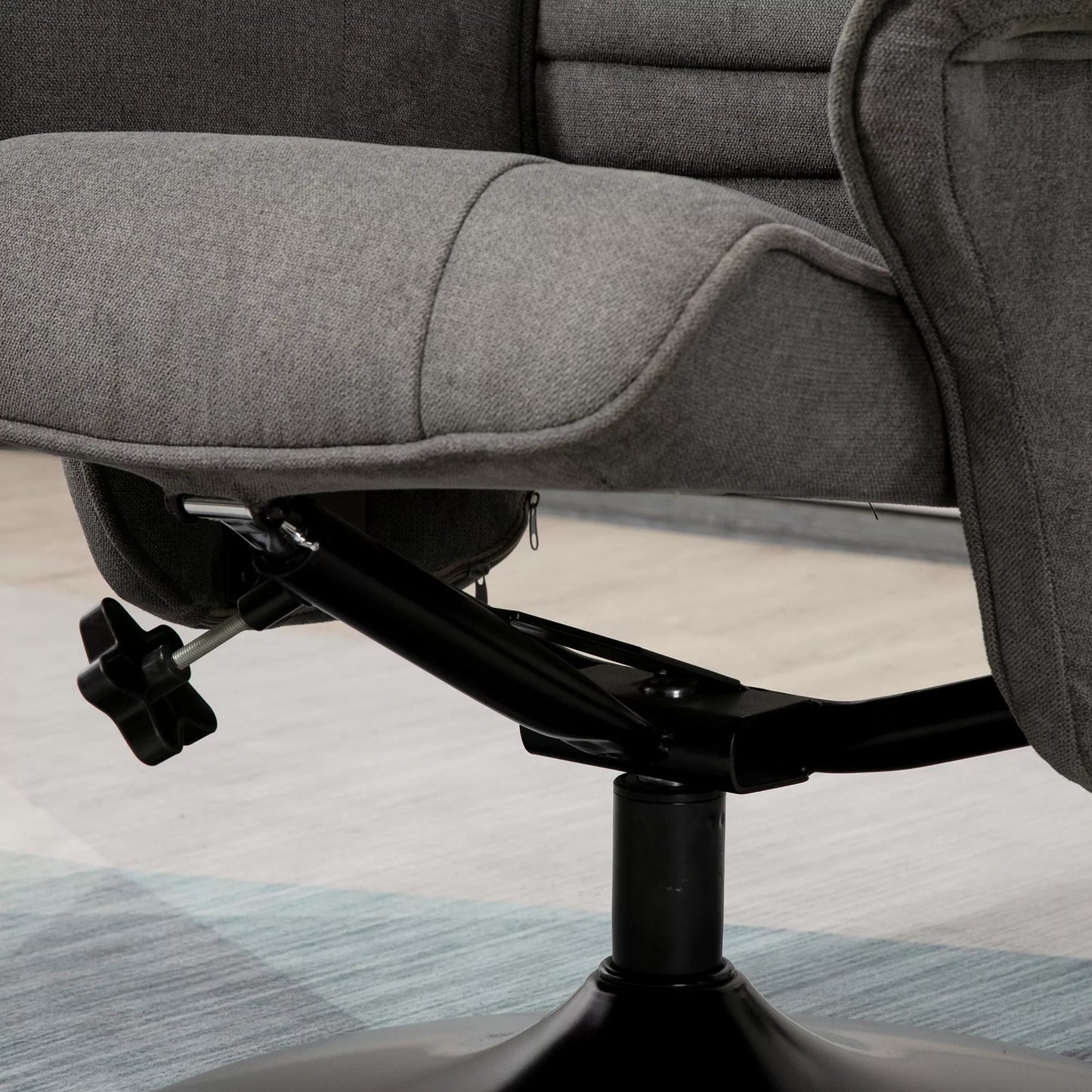 Poilsio krėslas su pakoja, reguliuojama nugaros atrama, 69 cm x 71 cm x 104 cm, tamsiai pilka + juoda