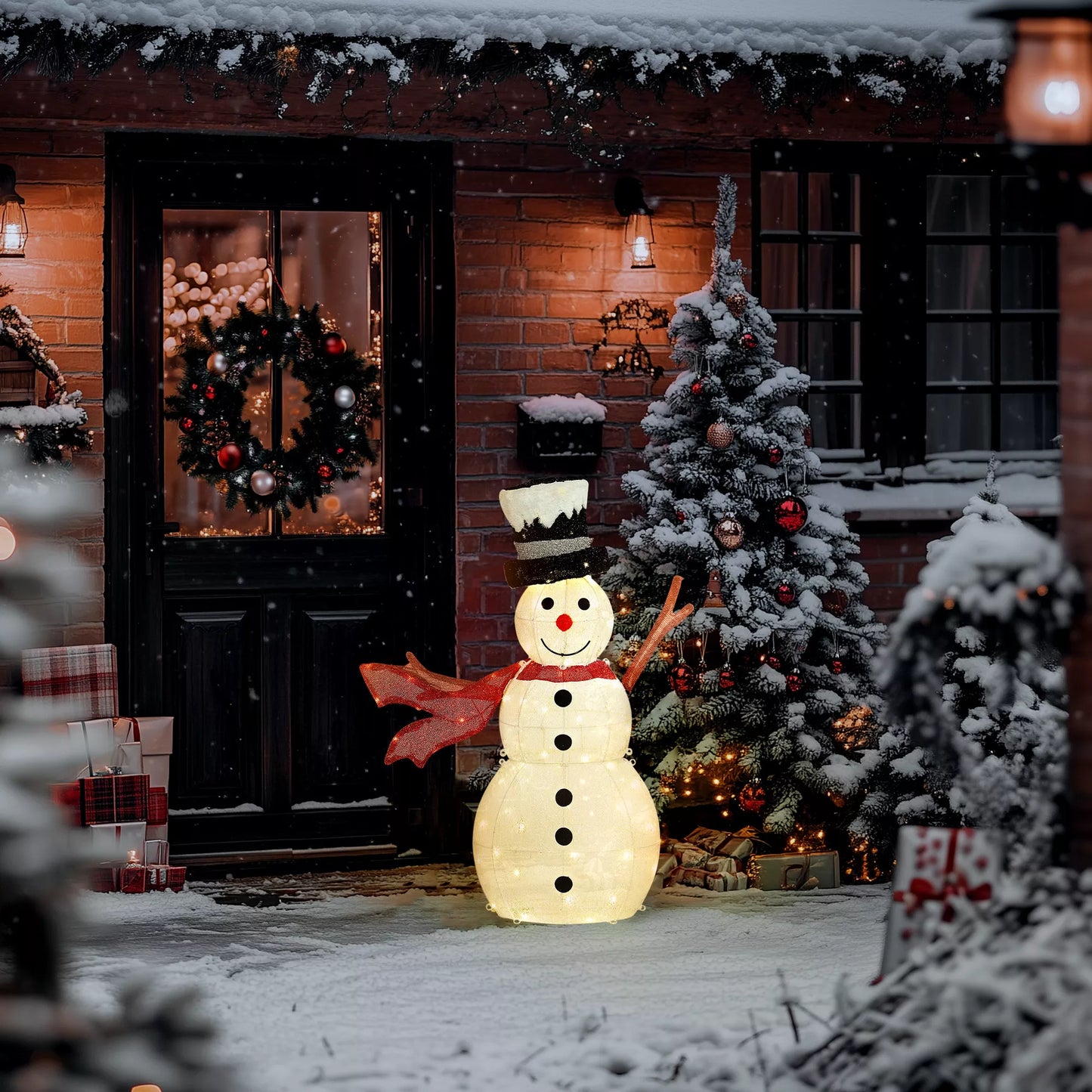 78 LED Kalėdinė dekoracija, Besmegenis, šiltai balta, plieninis rėmas, vidaus ir lauko, daugiaspalvis