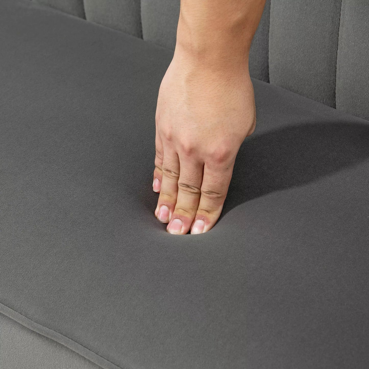 Retro dizaino 2 vietų sofa, medinės kojelės, 117 cm x 56,5 cm x 77 cm, tamsiai pilka