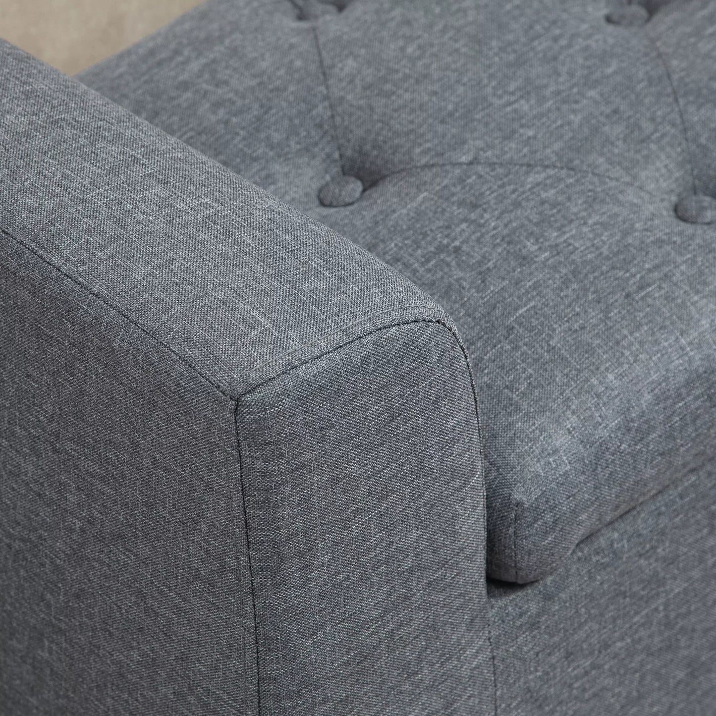 Sėdynė su daiktadėže, paminkštinta sėdynė, atlaiko iki 130 kg, lininė išvaizda, kaučiukmedžio mediena, 116 x 44 x 58 cm, šviesiai pilka