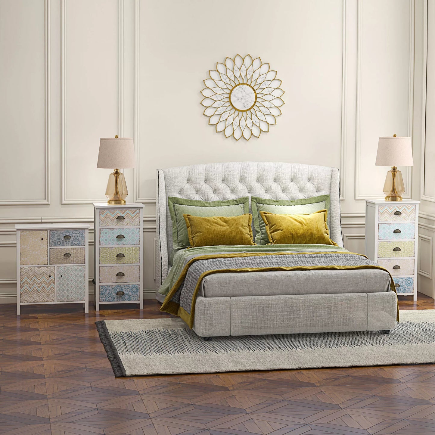 Komoda su stalčiais Siedeboard, modernaus dizaino, 5 stalčiai, 46 cm x 34 cm x 97,5 cm, Spalvota