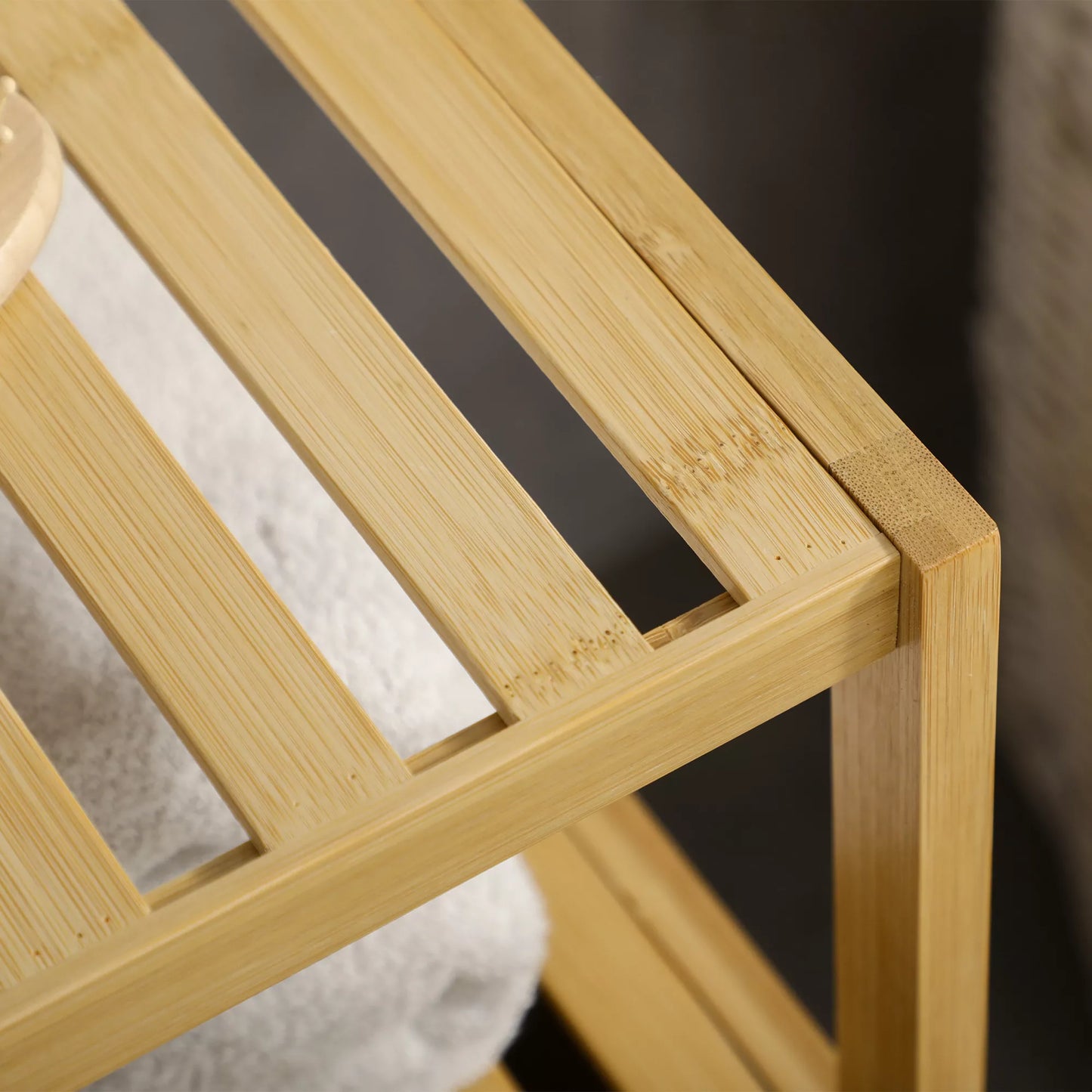 Vonios spintelė lentyna, bambukas, 1 lentyna, 1 spintelė, 33 cm x 36,5 cm x 67 cm, natūrali spalva