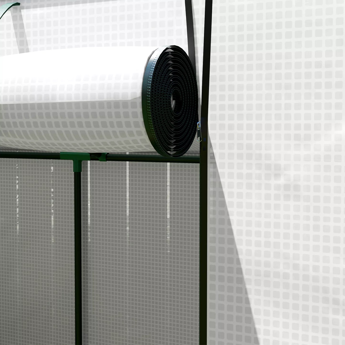 Mini šiltnamis, prigludantis šiltnamis su ritininiu durų ir tinkliniais langais, atsparus UV spinduliams, skirtas gėlėms, daigams, augalams, baltas