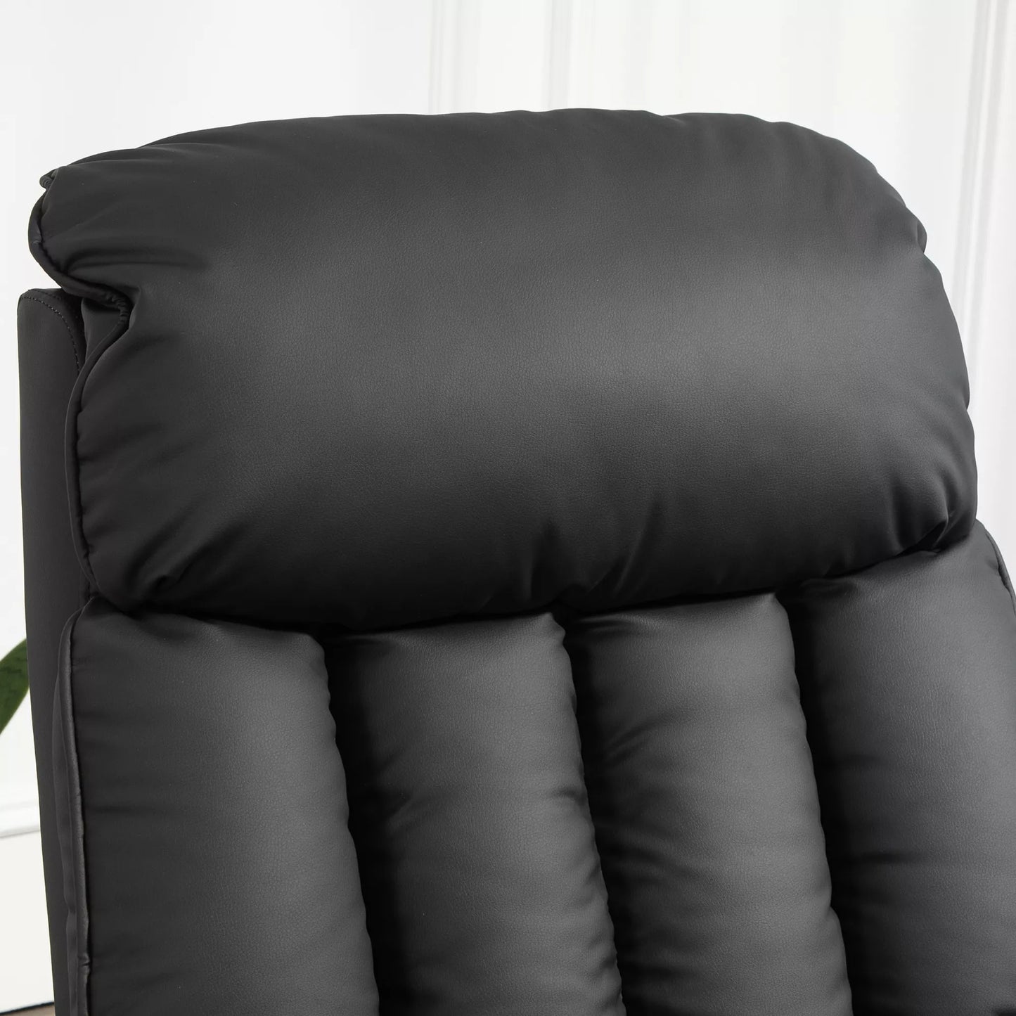 Elektrinis krėslas su pakėlimo funkcija, TV fotelis, fotelis su atlošo pakėlimo funkcija, su poilsio funkcija, dirbtinė oda, 80 x 94 x 104 cm, juodas