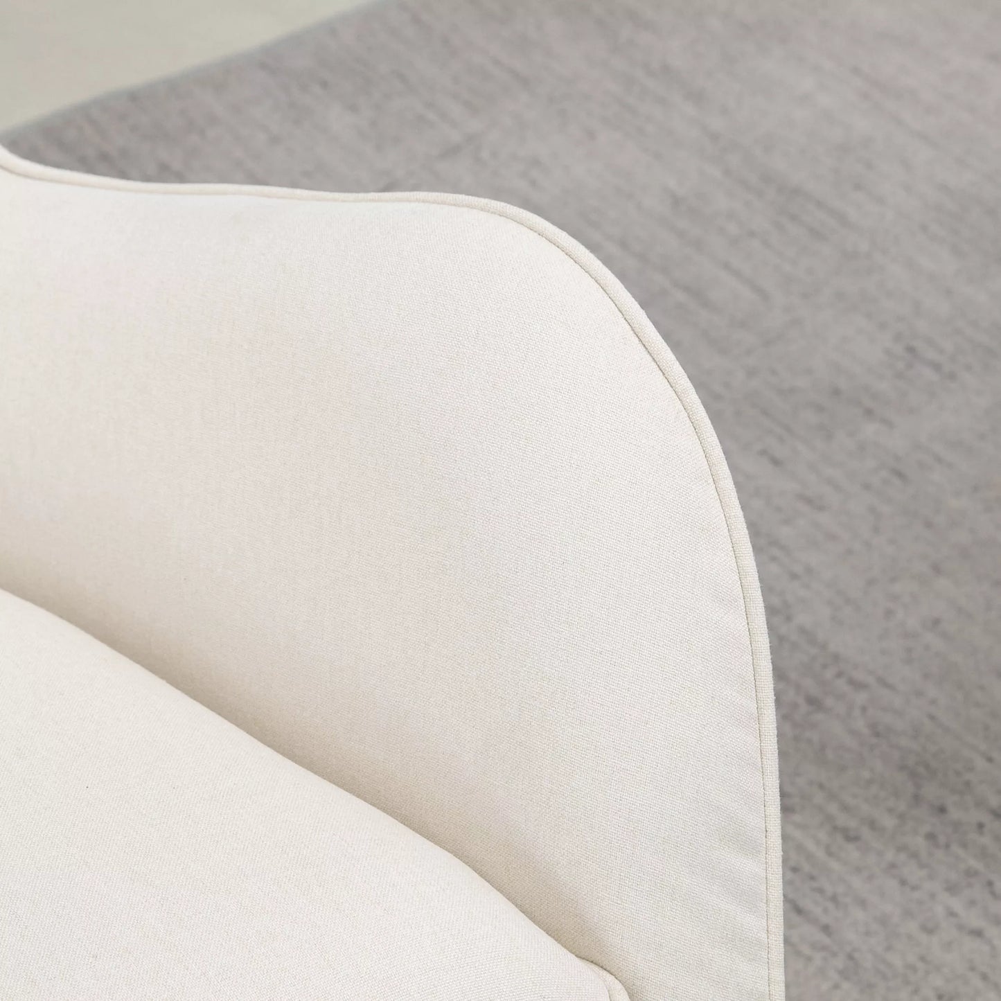 Supama kėdė skandinaviško dizaino, poilsio krėslas, sagomis dekoruotas, 69 cm x 90 cm x 100 cm, kreminė + natūrali + juoda