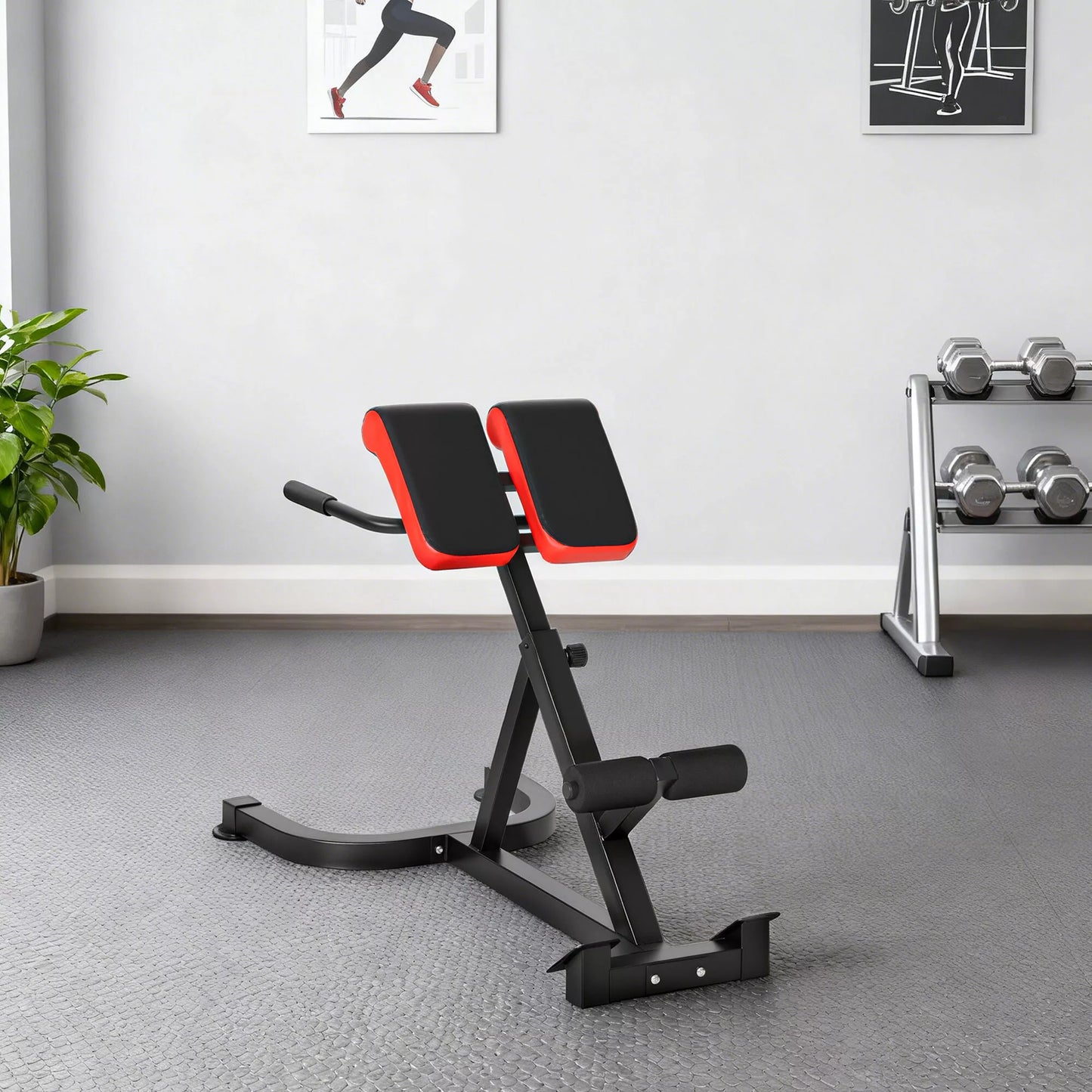 Treniruočių suolas, svarmenų suolas, plieninis, reguliuojamas, su rankenomis, raudonas+juodas
