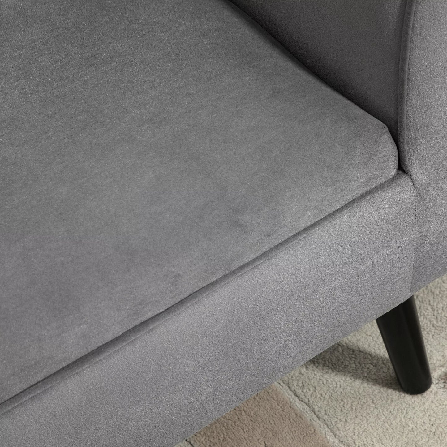 Paminkštintas suoliukas su daiktadėže ir porankiais, skrynios tipo suoliukas prieškambariui, miegamajam, svetainei, 118 x 42 x 66 cm, tamsiai pilkos spalvos