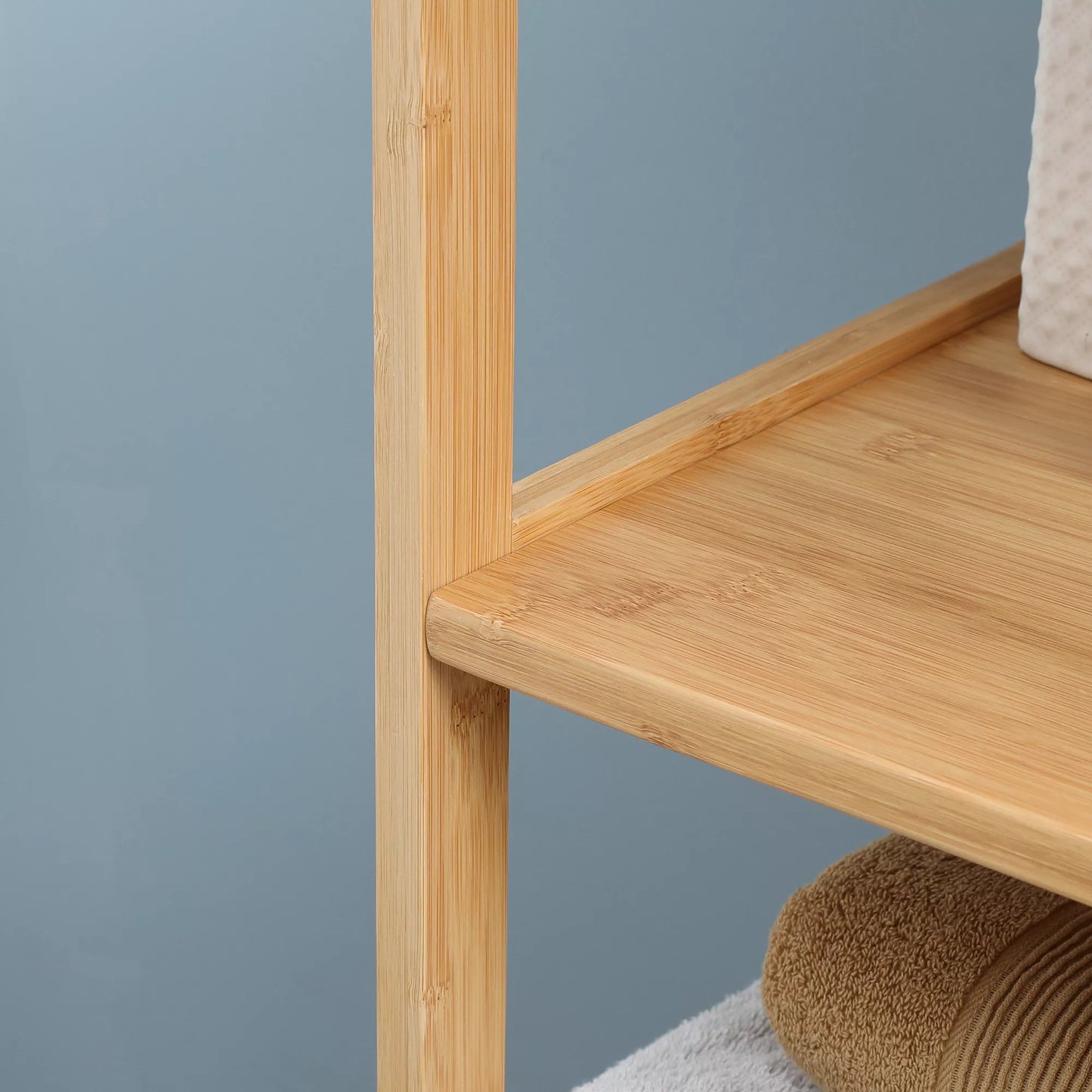 Vonios spintelė, 3 lentynos, 2 stalčiai, bambukas, 30 cm x 30 cm x 140 cm, natūrali