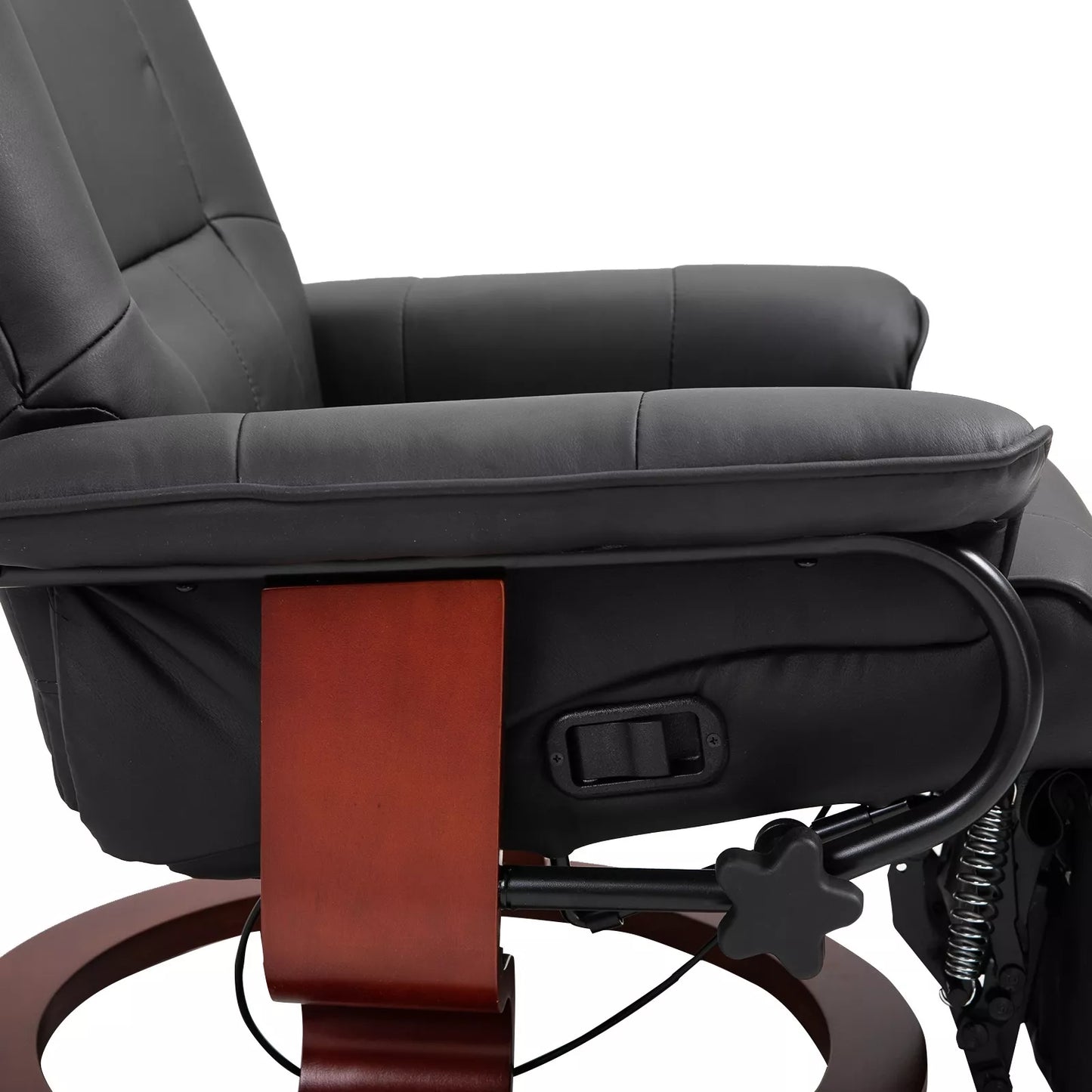 Poilsio krėslas, TV krėslas, atlošiamas krėslas, dirbtinė oda, 360° pasukamas, 145° atlenkiamas, juodas, 78 x 87 x 100 cm