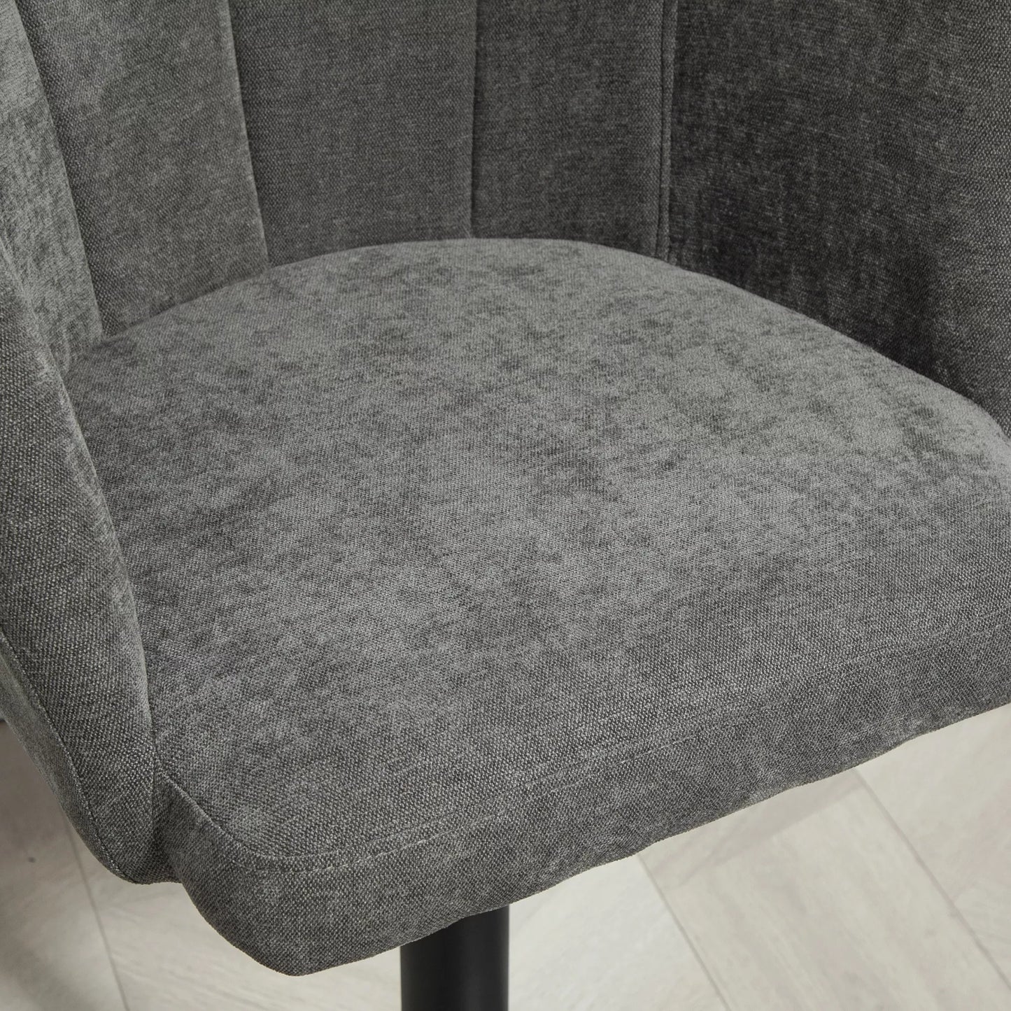 Baro kėdžių komplektas iš 2 vnt., kaušo formos atlošas, reguliuojamas aukštis, atrama kojoms, skirta virtuvei ar valgomajam, metalinis pagrindas, tamsiai pilka