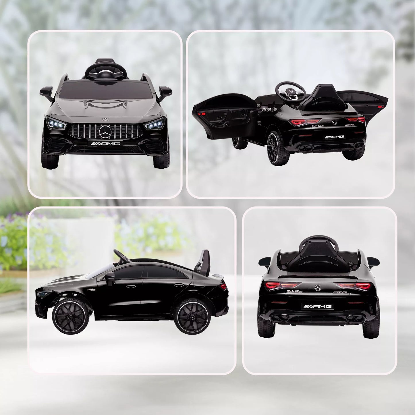 Elektrinis automobilis vaikams, valdomas nuotoliniu būdu, su transportavimo ratukais, LED šviesomis, signalu, skirtas vaikams nuo 3 iki 6 metų, juodas