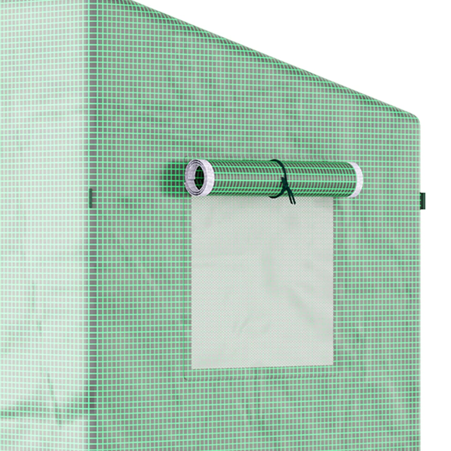 Plėvelės šiltnamis, šiltnamis su stumdomomis durimis, šoniniais langais, skirtas sodui, pagamintas iš plieno, plastiko, 200 x 76 x 168 cm, žalias