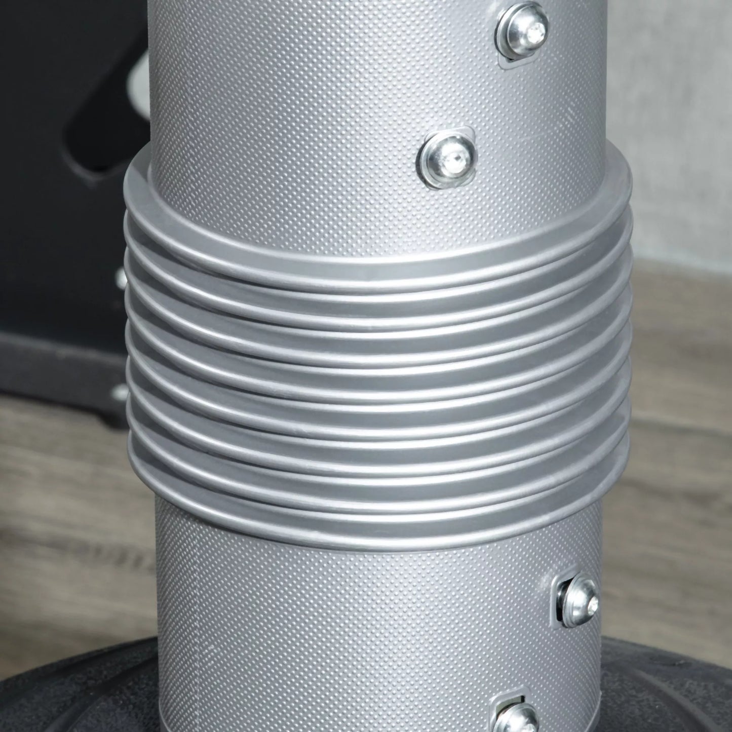 Pastatomas bokso treniruoklis, reguliuojamo aukščio, su sunkiu pagrindu, dirbtinė oda, juoda+pilka+mėlyna, 55 x 55 x 178-207 cm